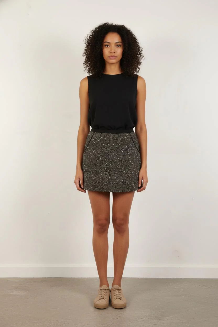 Jupe Courte Noire et Blanche - Taille S/36