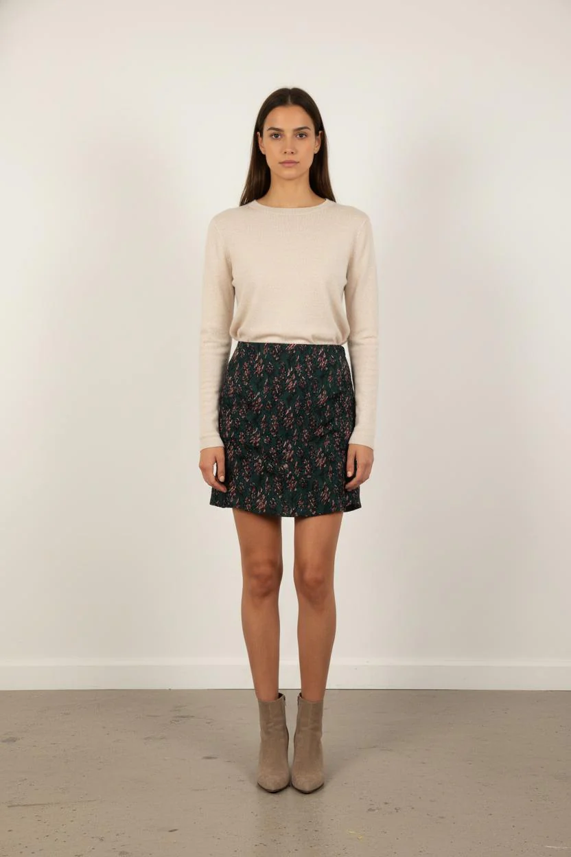 Jupe Courte Verte et Rose - Taille S/36