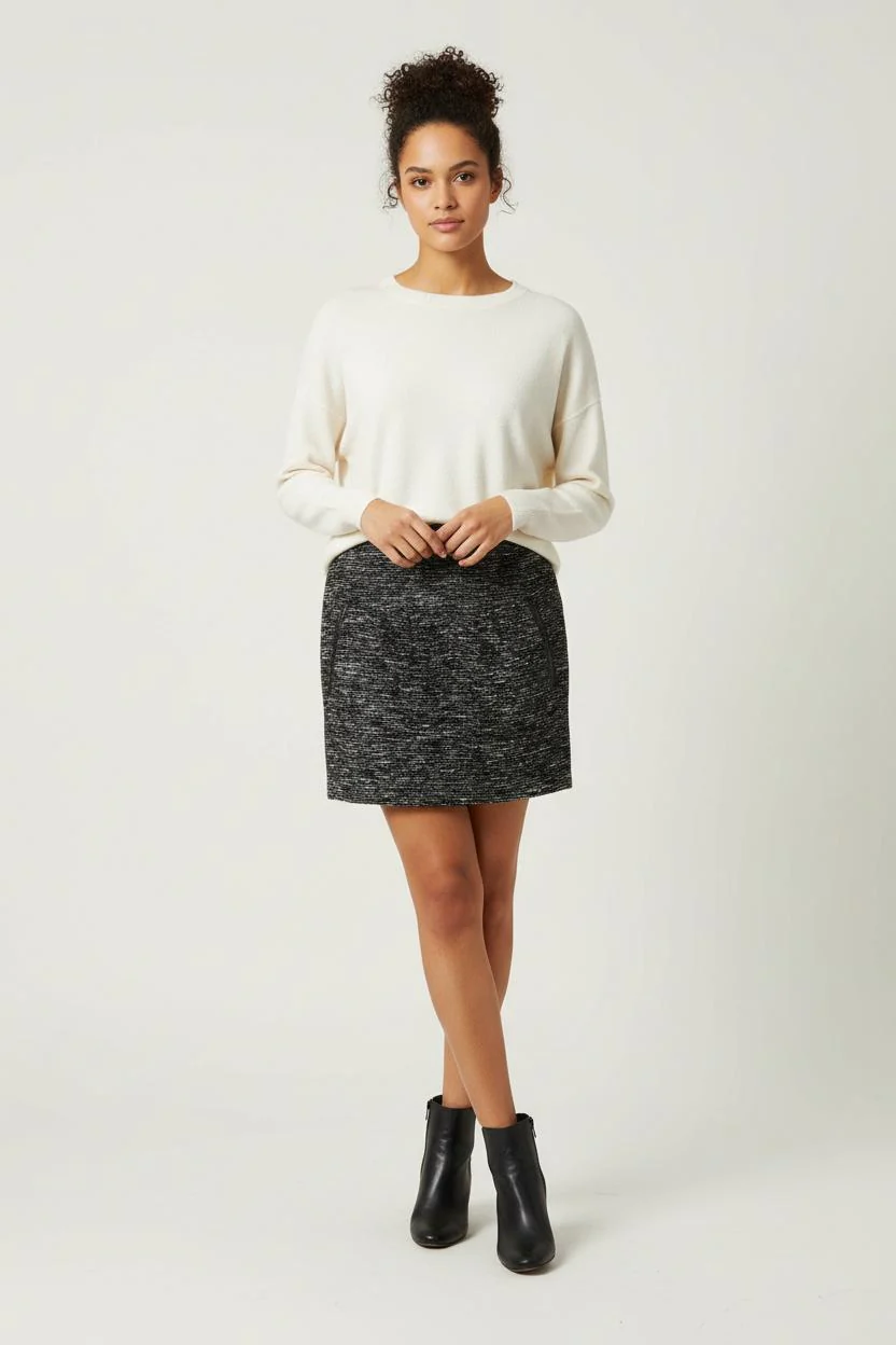 Jupe Droite Noire et Grise - Taille L/40