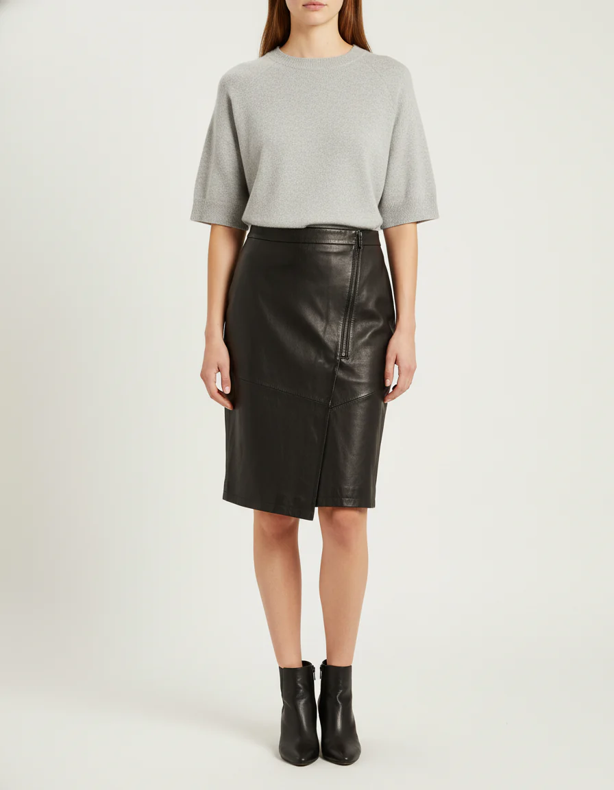 Jupe en cuir noir - Taille M/38