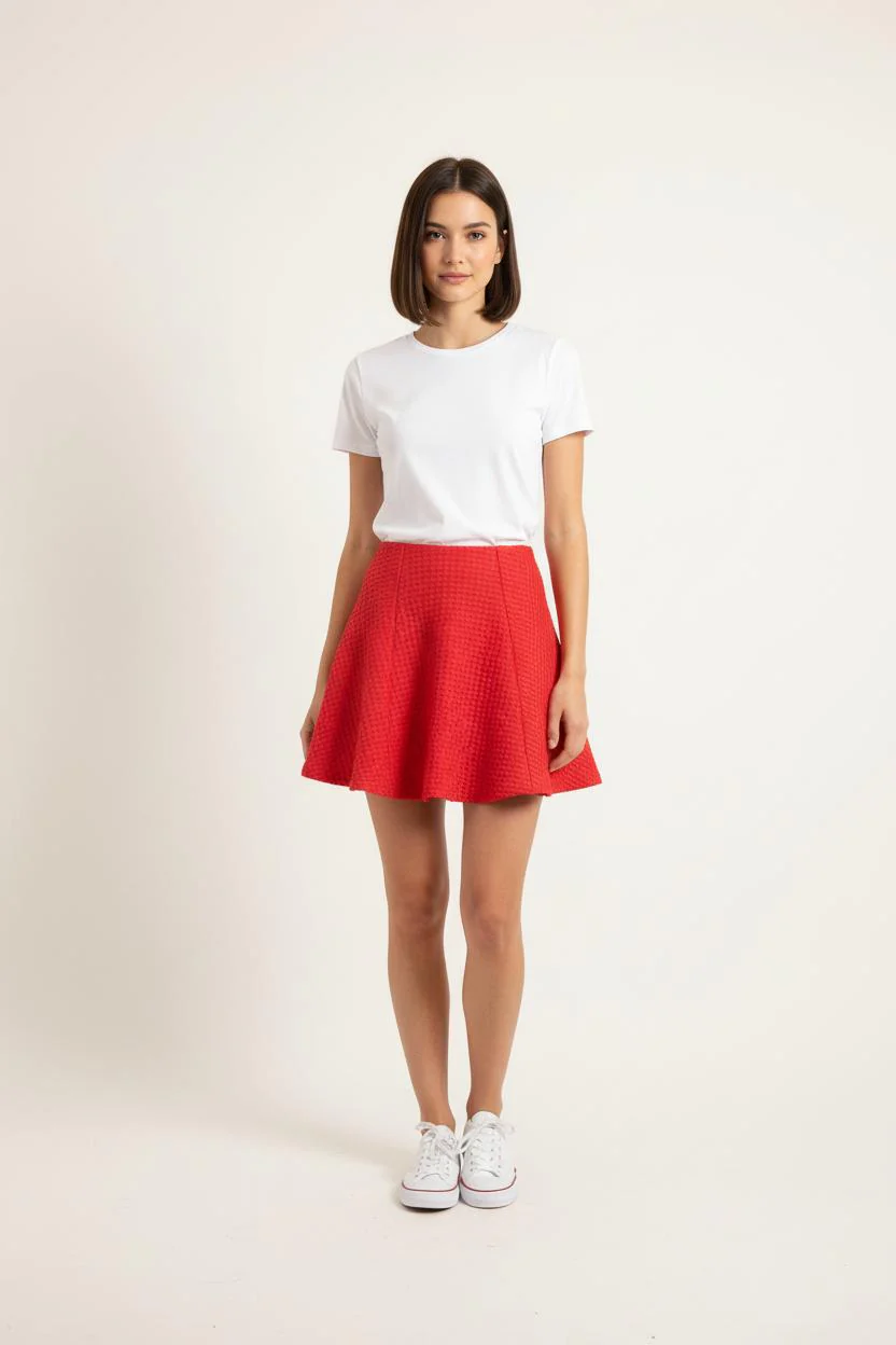 Jupe Évasée Rouge - Taille S/36