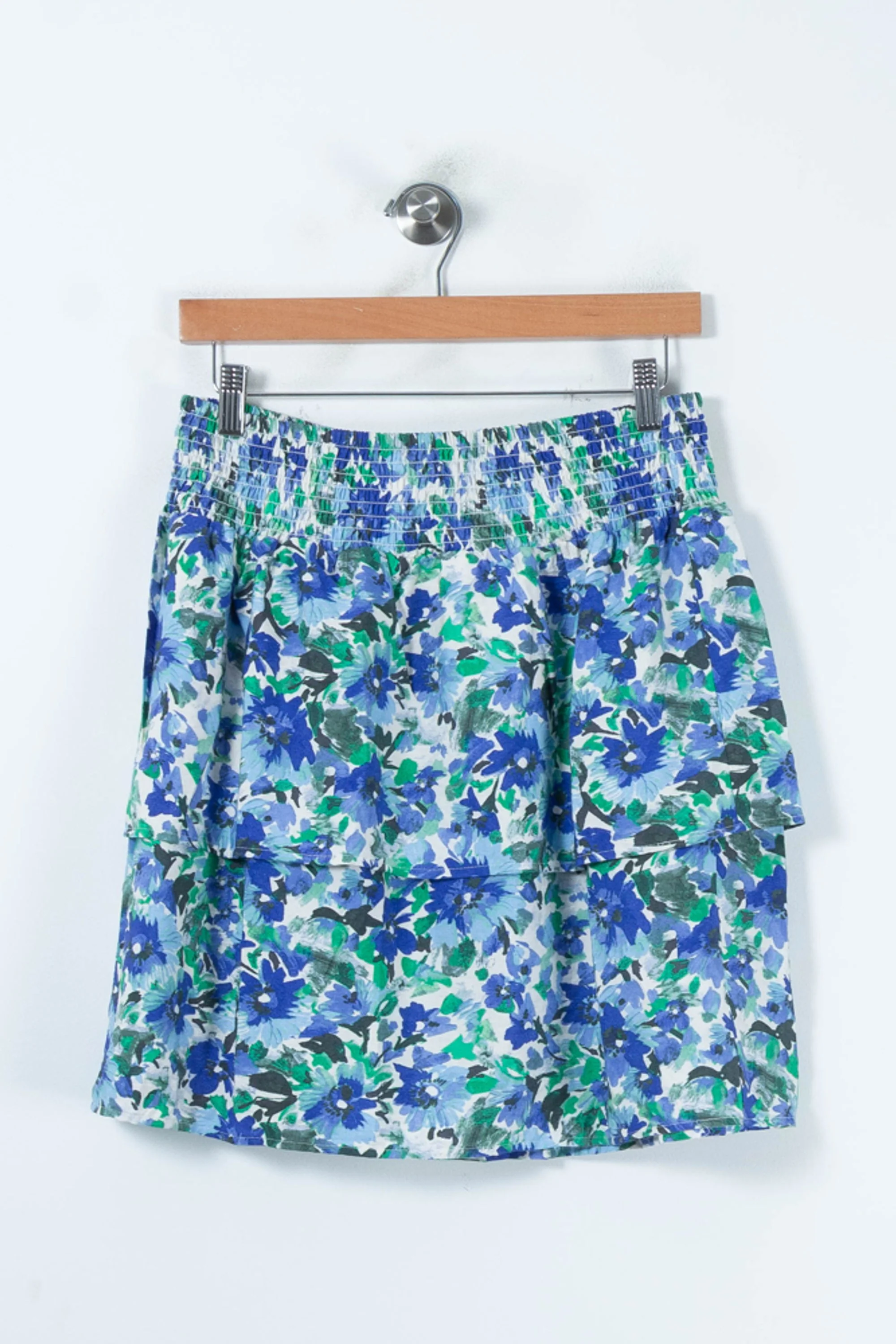 Jupe Fleurie Bleue et Verte - Taille L/40 - Image 2
