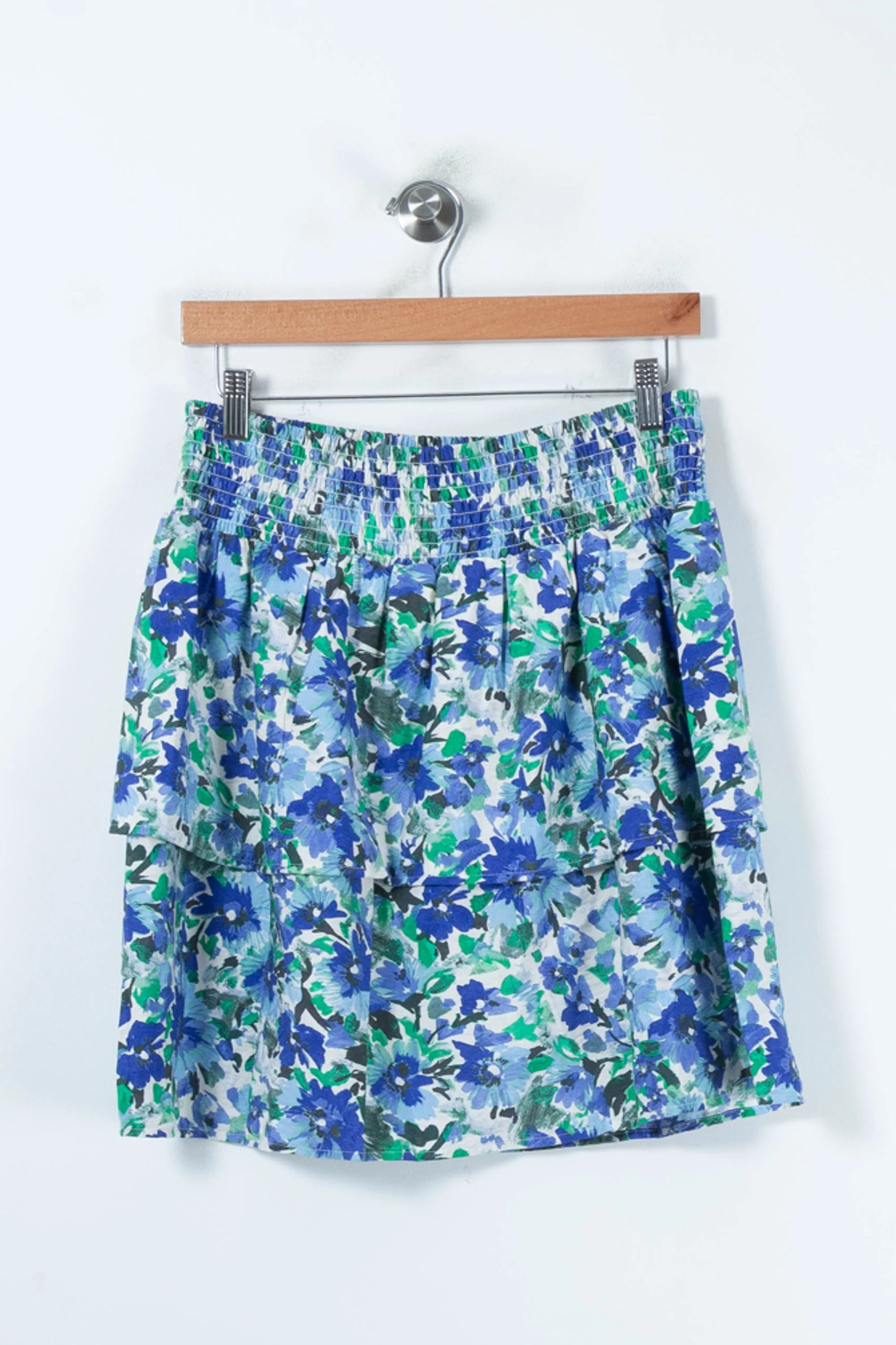 Jupe Fleurie Bleue et Verte - Taille L/40 - Image 4