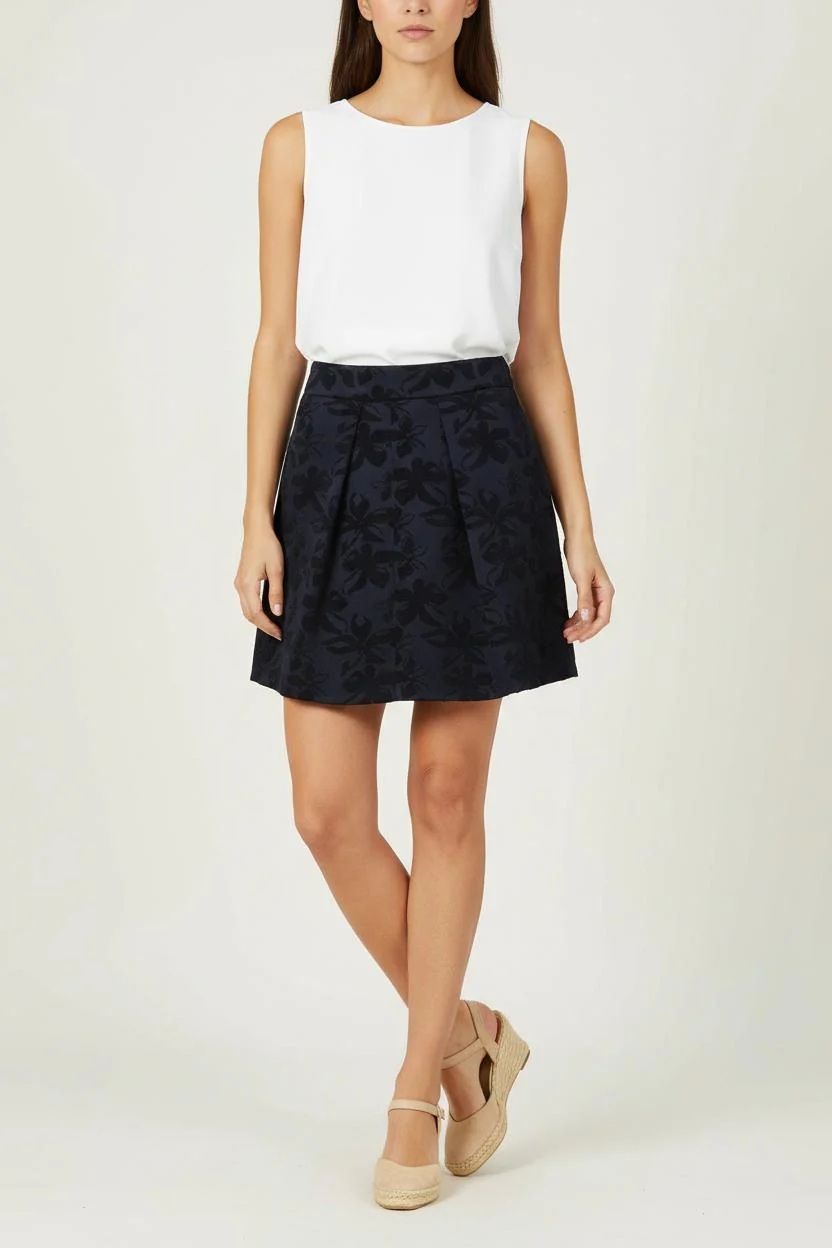 Jupe Fleurie Bleue - Taille S/36