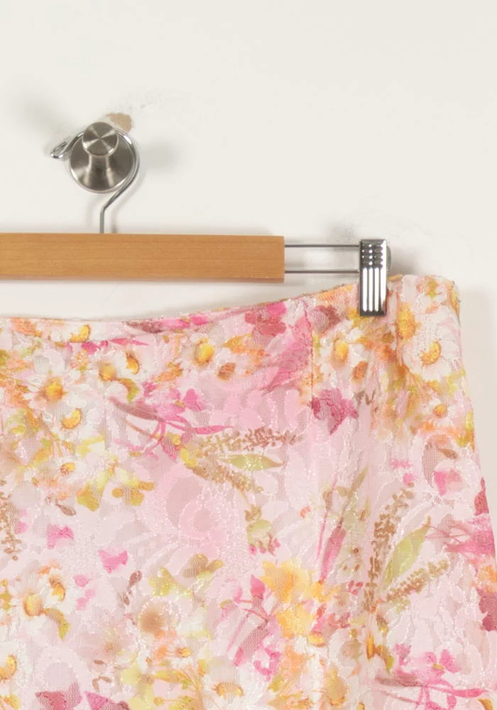 Jupe Fleurie Rose et Jaune - Taille XXXL/46 - Image 3