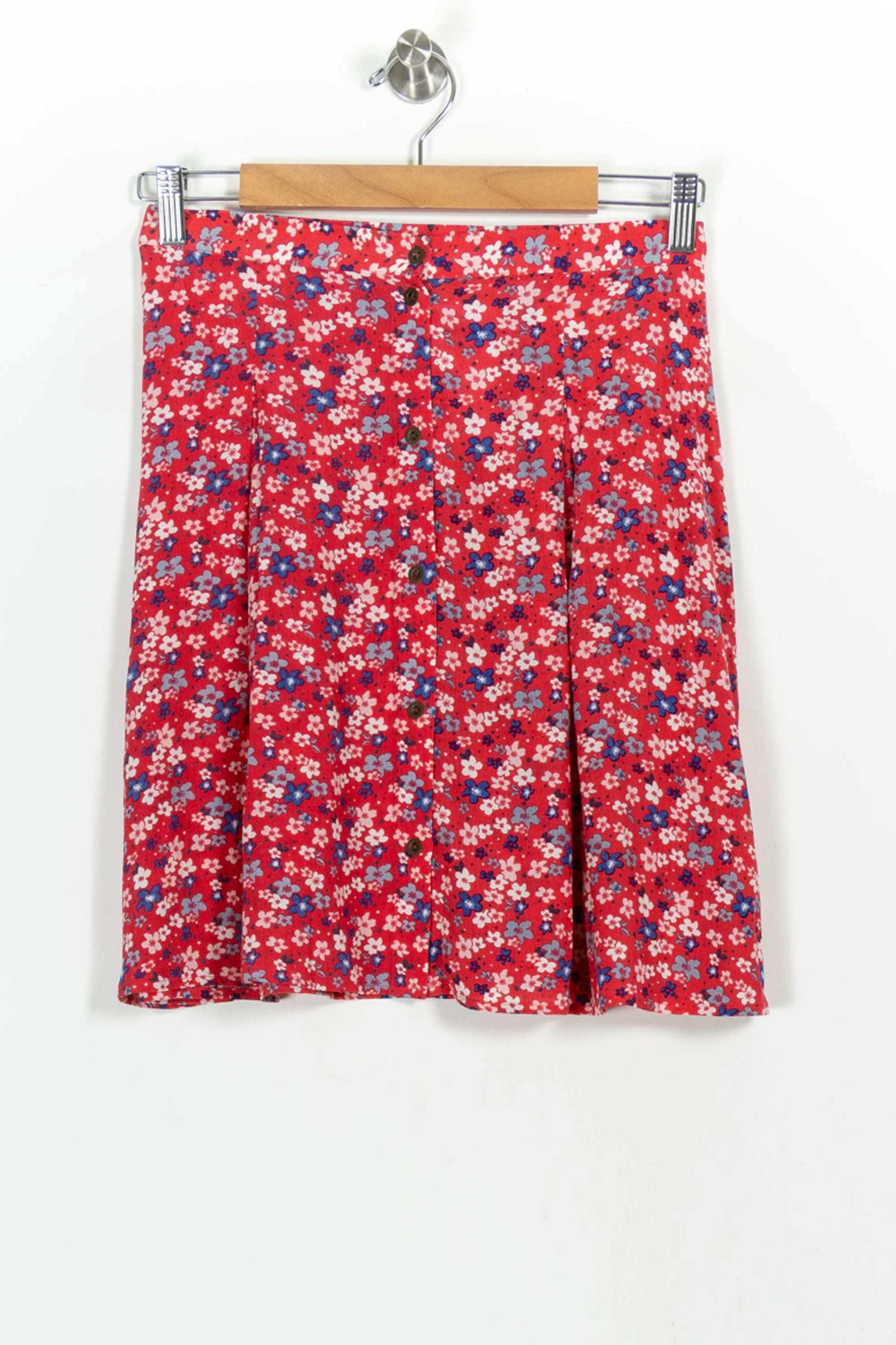 Jupe Fleurie Rouge et Bleue - Taille XS/34 - Image 2