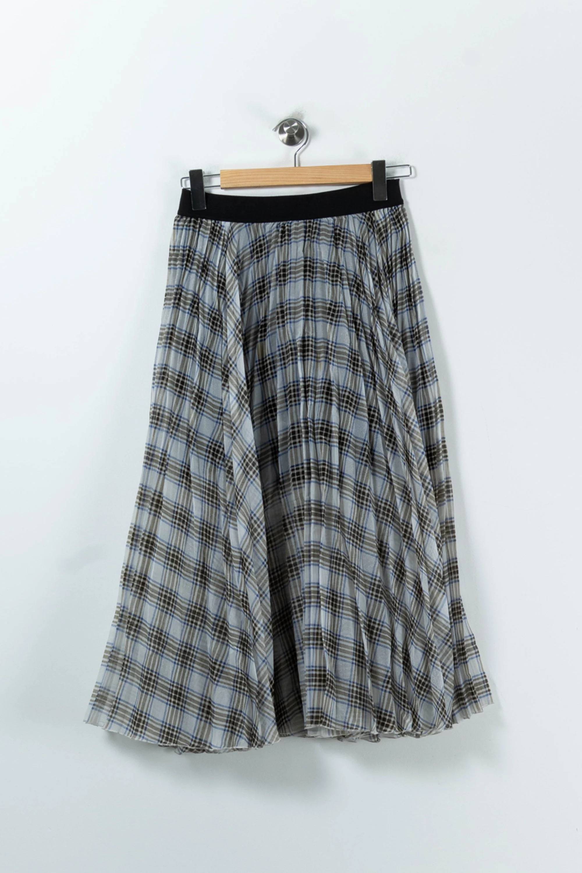 Jupe Longue Grise à Carreaux Noirs - Taille S/36 - Image 2