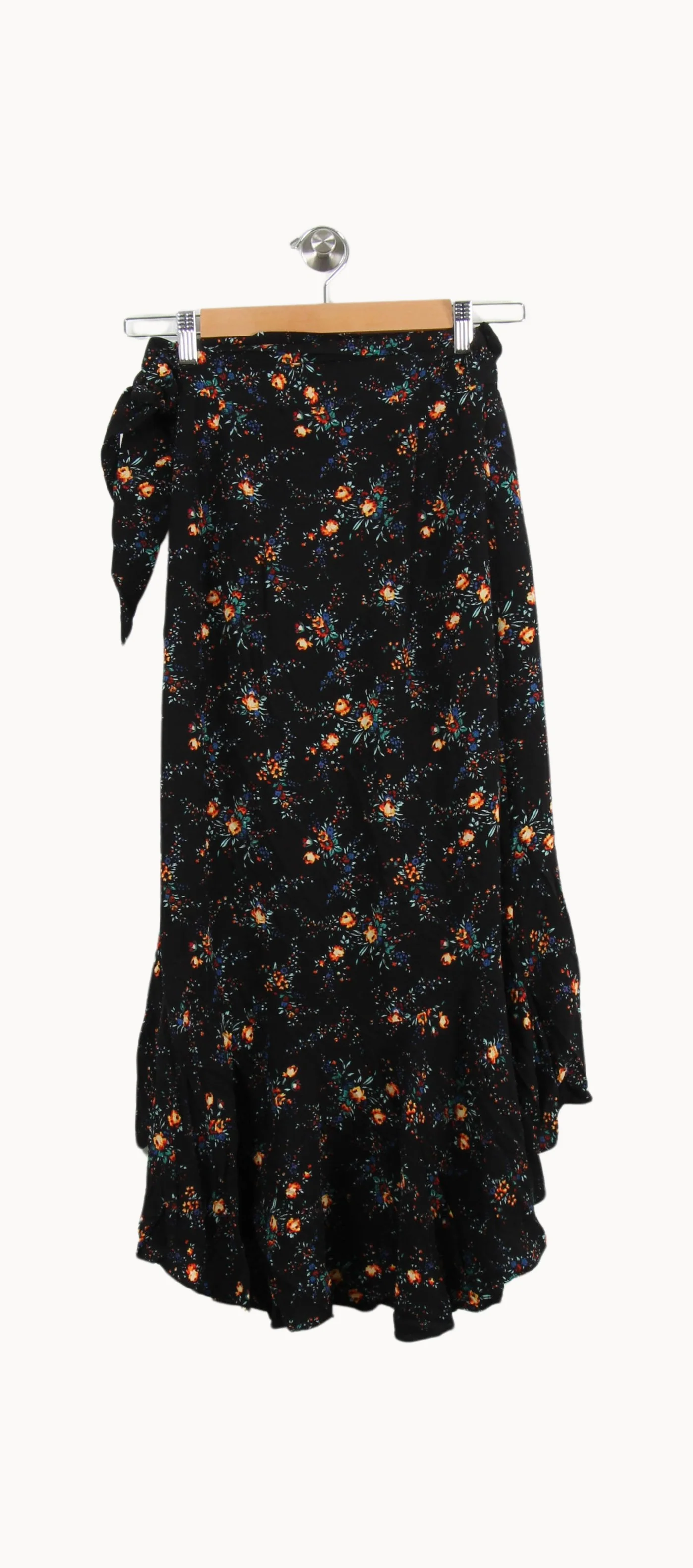 Jupe Mi-Longue Noire à Fleurs - Taille S/36 - Image 2