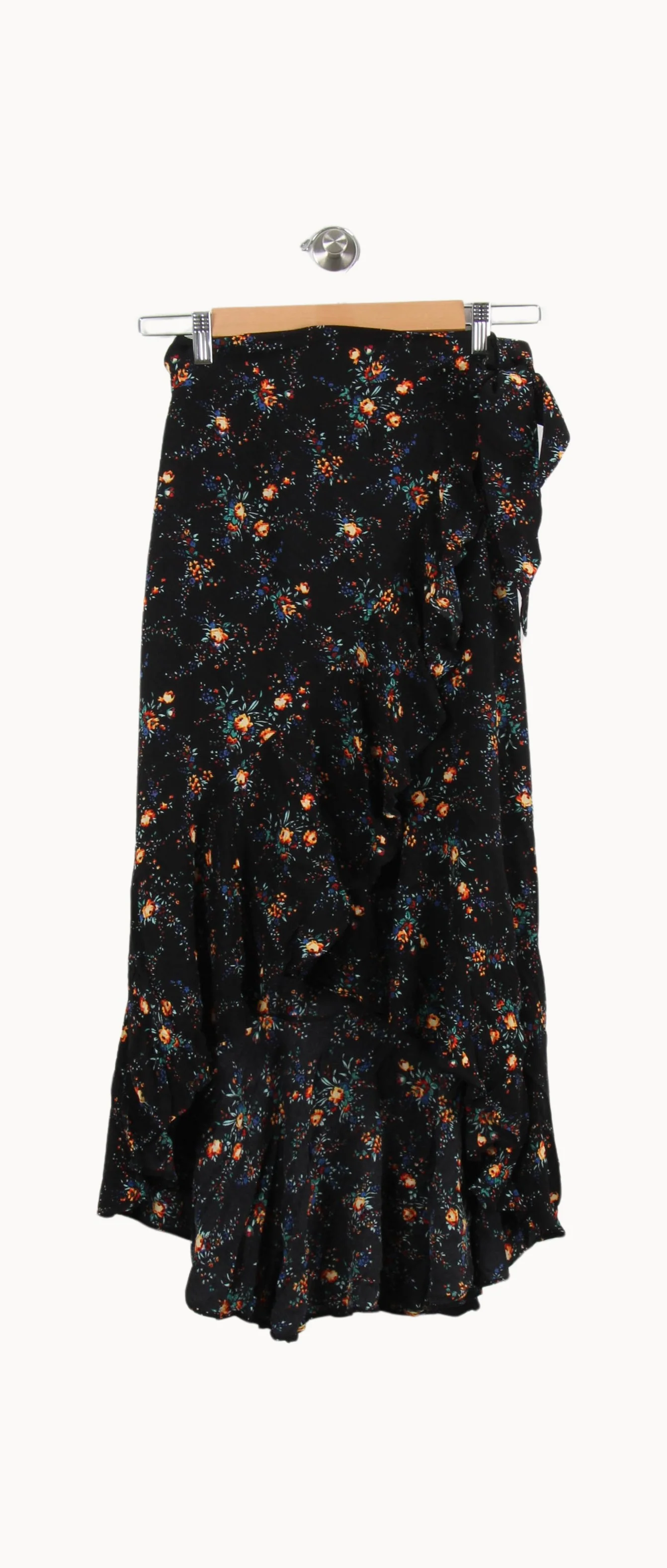 Jupe Mi-Longue Noire à Fleurs - Taille S/36 - Image 4