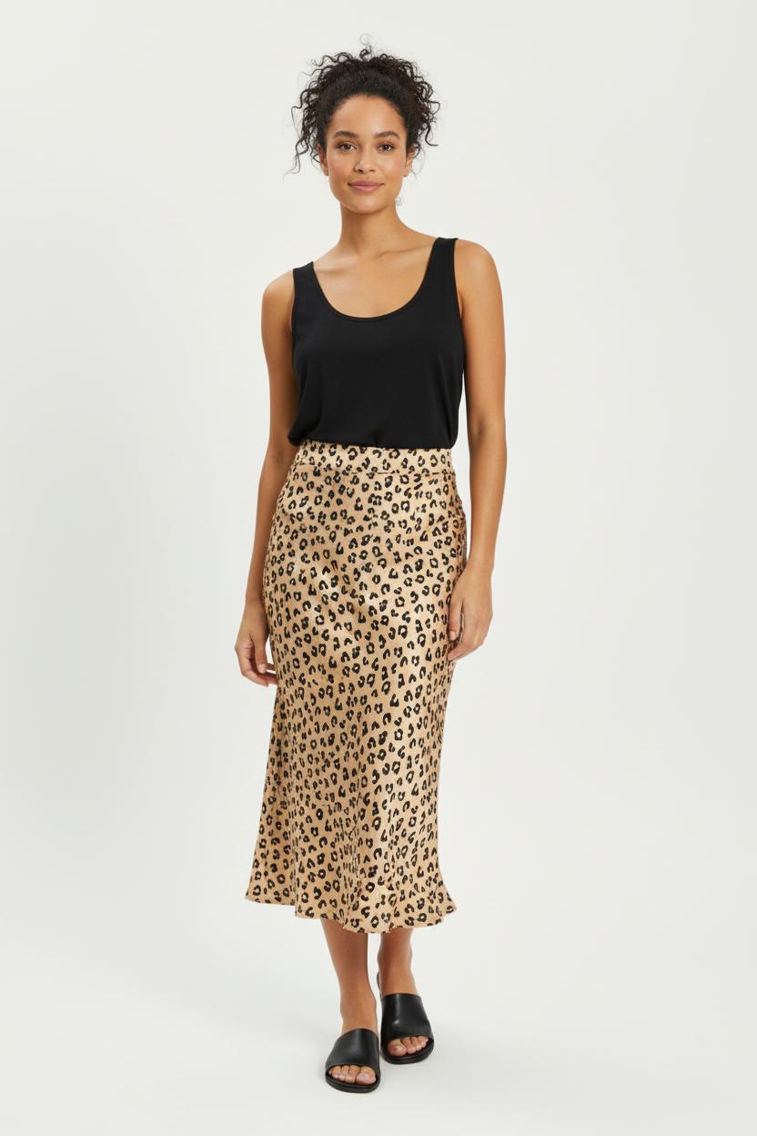 Jupe Midi Beige et Noire - Taille L/40