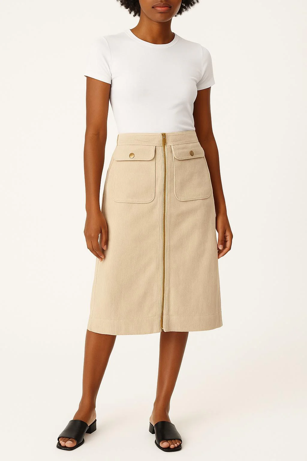 Jupe Midi Beige - Taille S/36