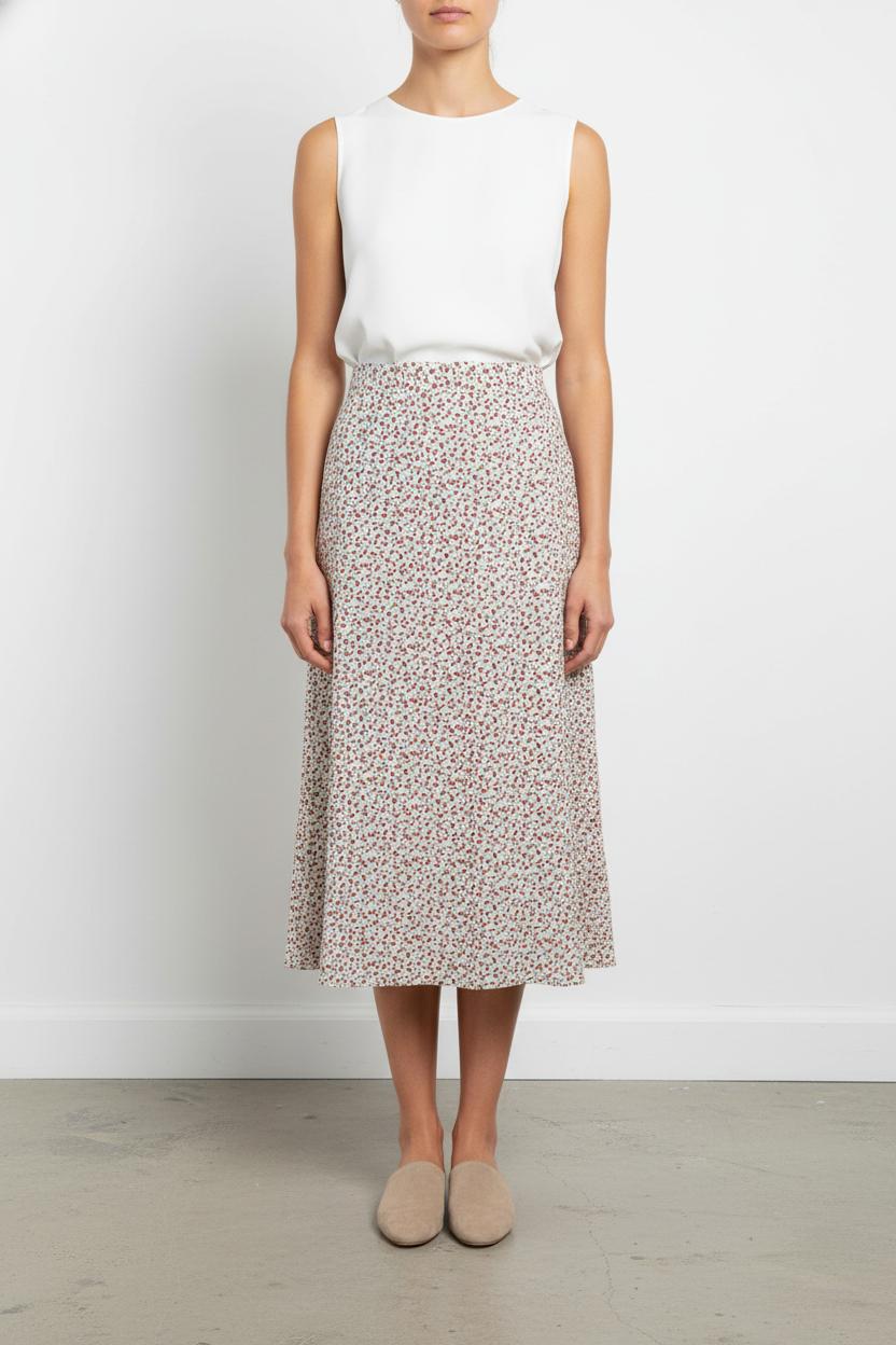 Jupe Midi Blanche et Rouge - Taille S/36