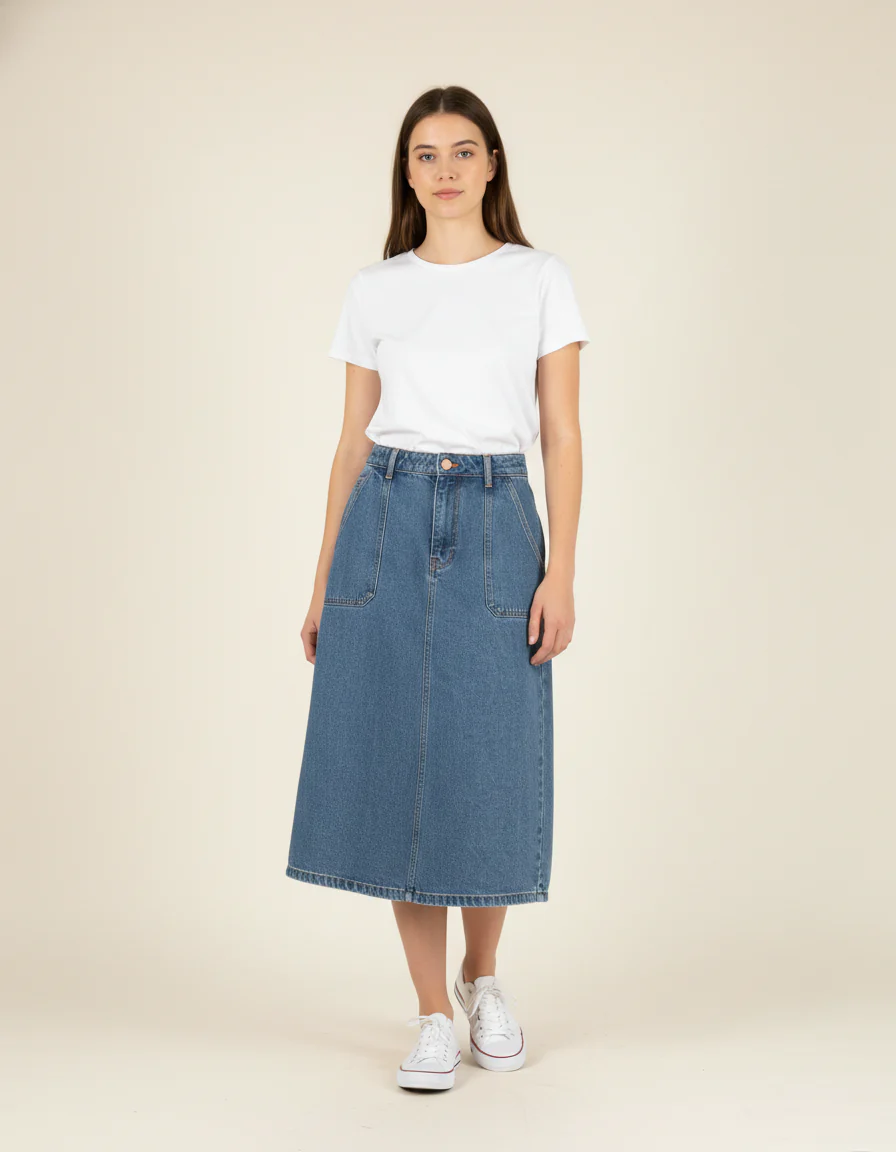 Jupe Midi Bleue - Taille S/36