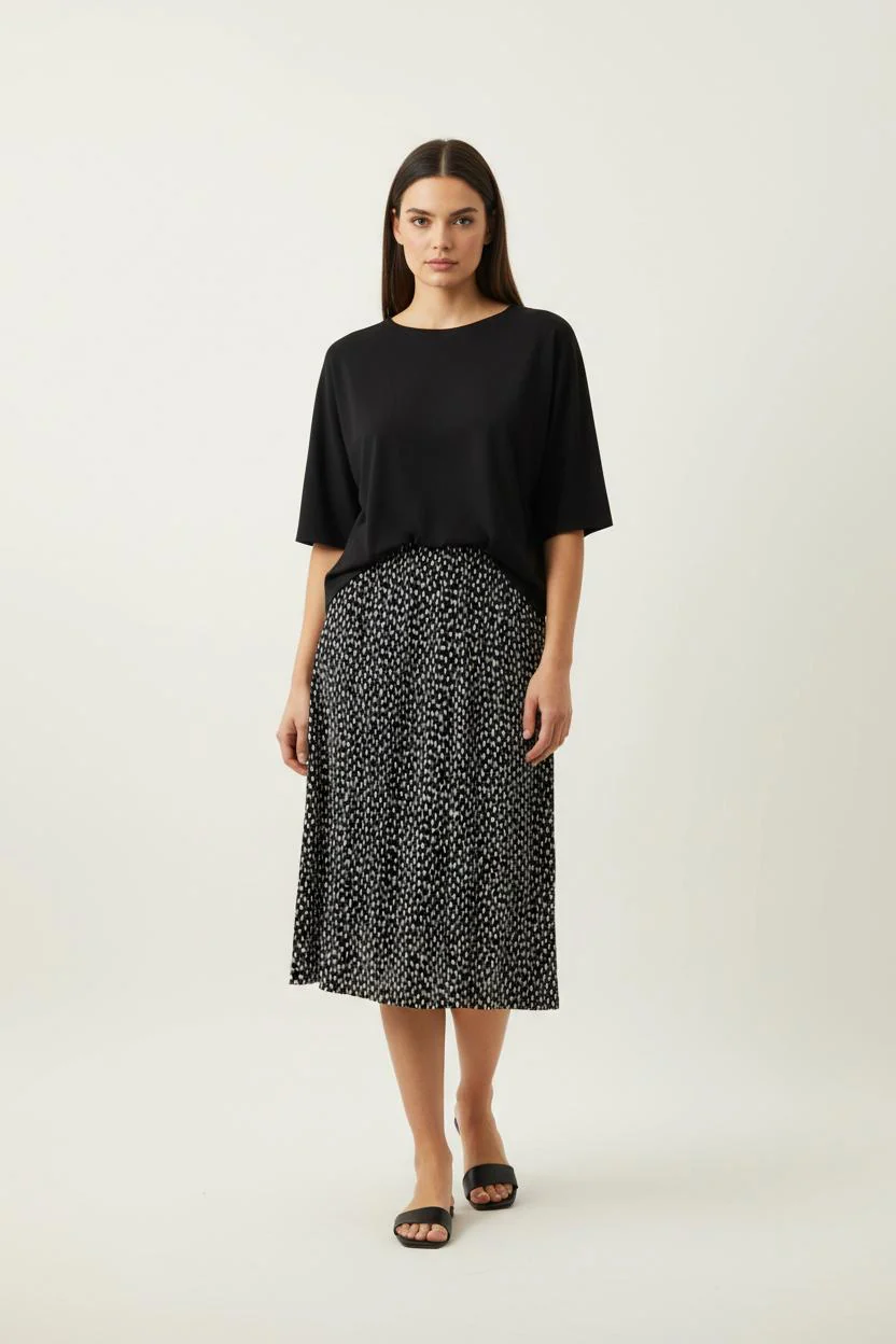 Jupe Midi Noire et Blanche - Taille L/40