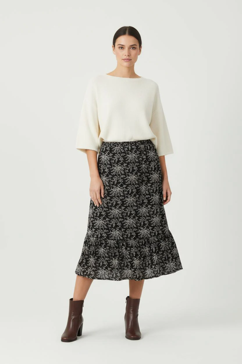 Jupe Midi Noire et Blanche - Taille M/38