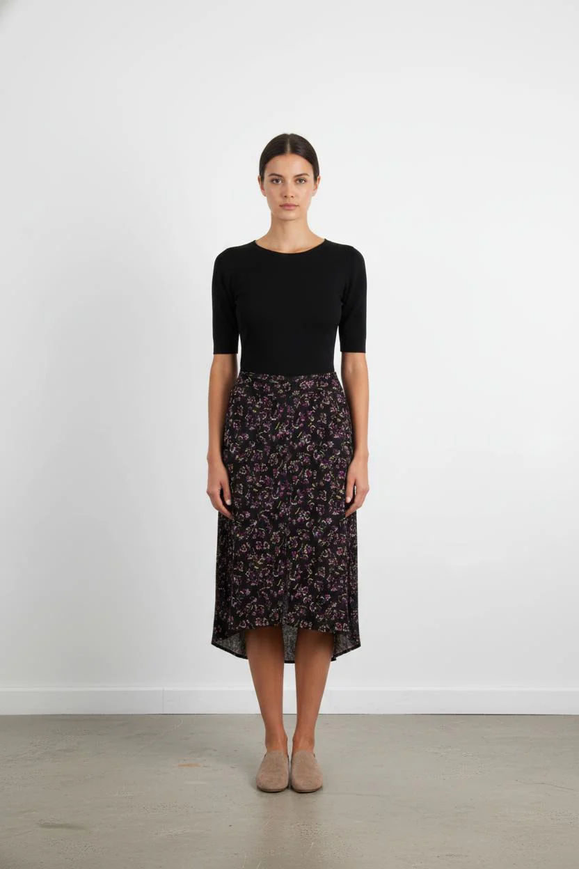 Jupe Midi Noire et Violette - Taille XS/34