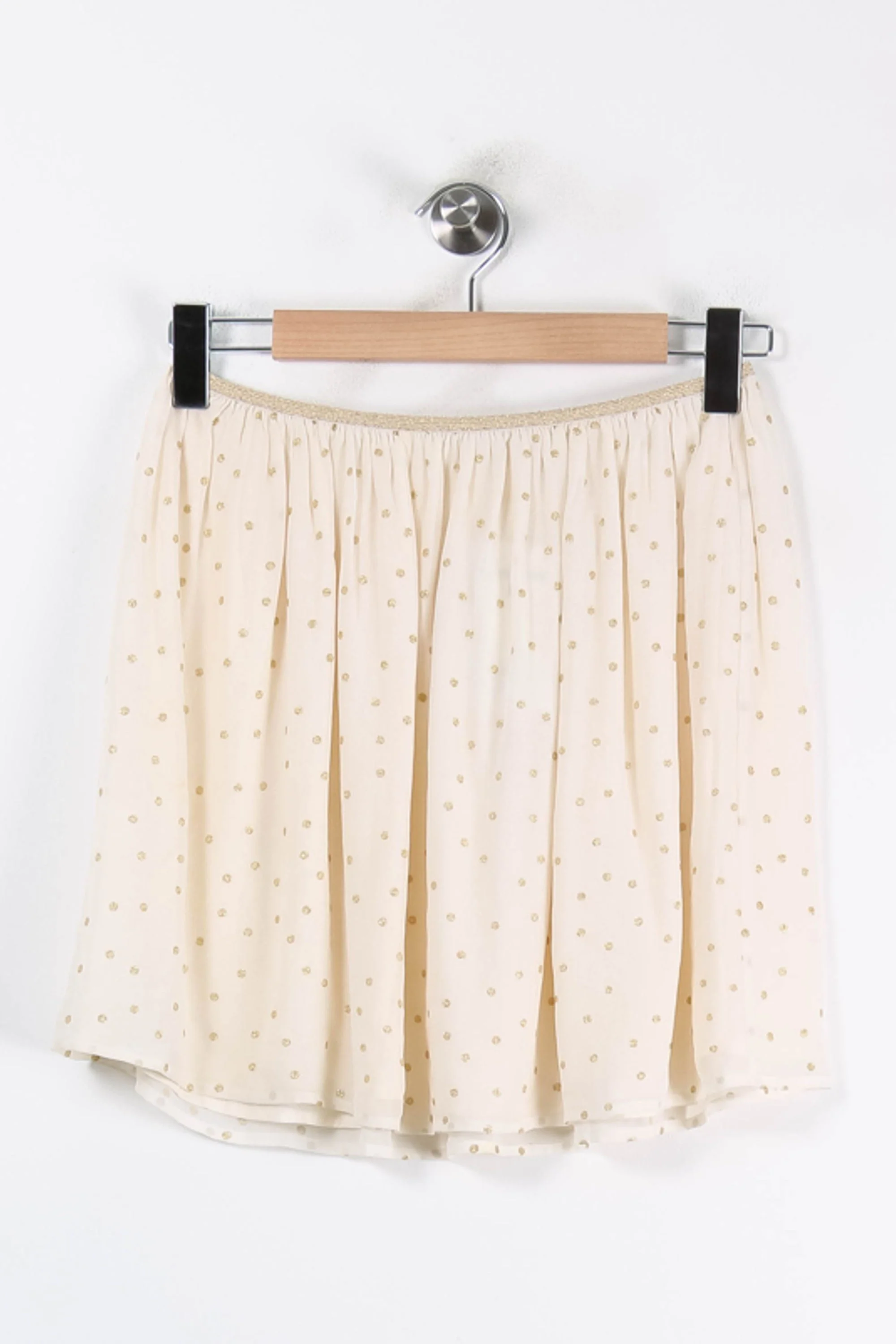 Jupe Plissée Blanche à Pois Dorés - Taille M/38 - Image 2