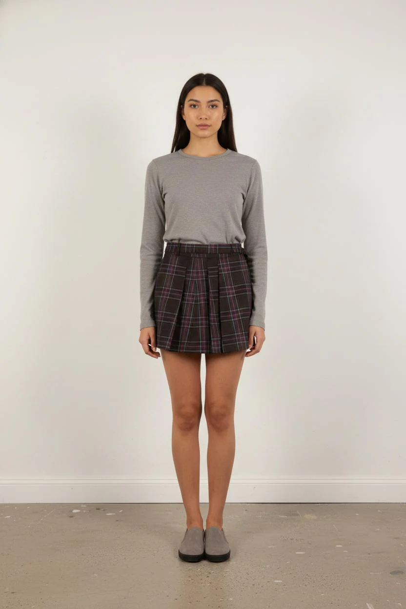 Jupe Plissée Marron et Violette - Taille S/36