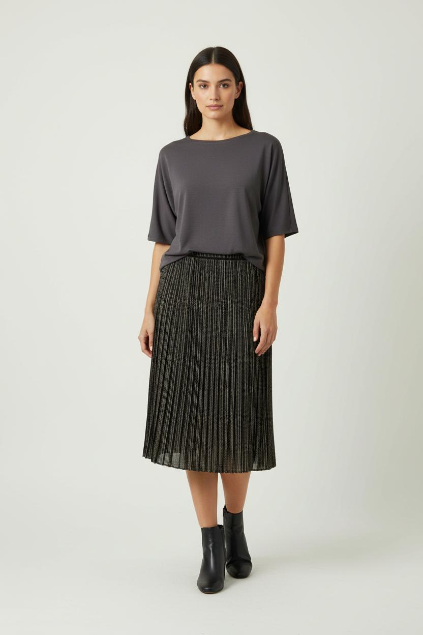 Jupe Plissée Noire et Beige - Taille M/38