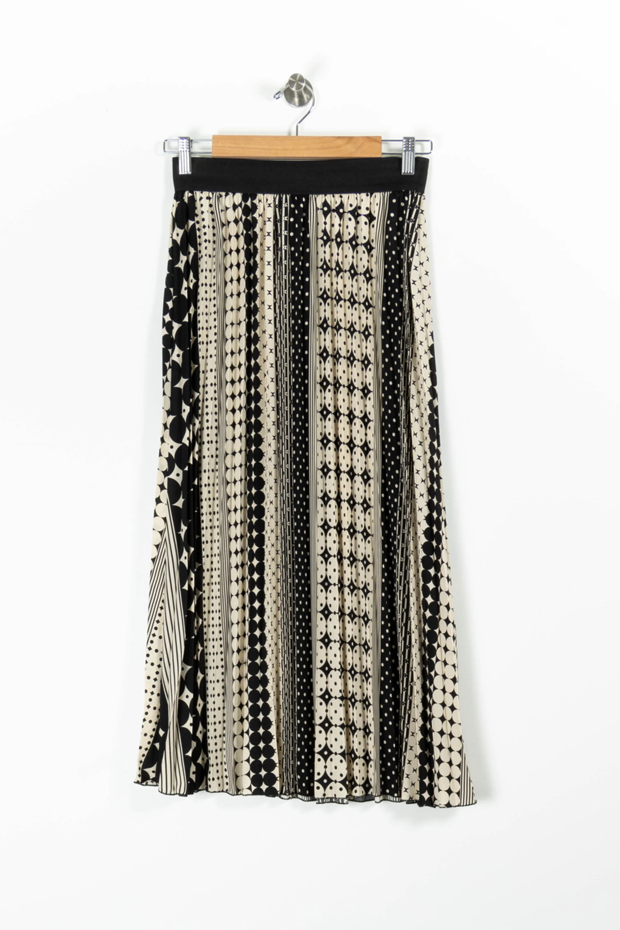 Jupe Plissée Noire et Beige - Taille S/36 - Image 2