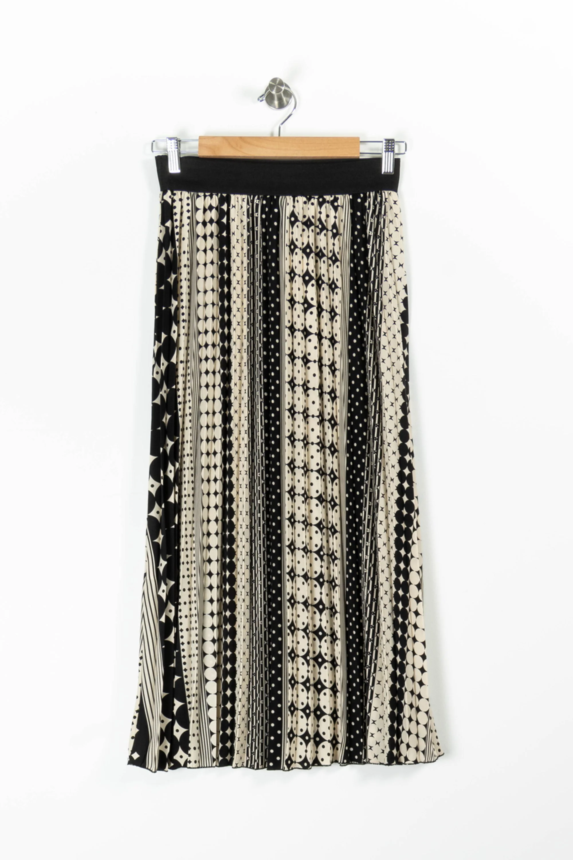 Jupe Plissée Noire et Beige - Taille S/36 - Image 4