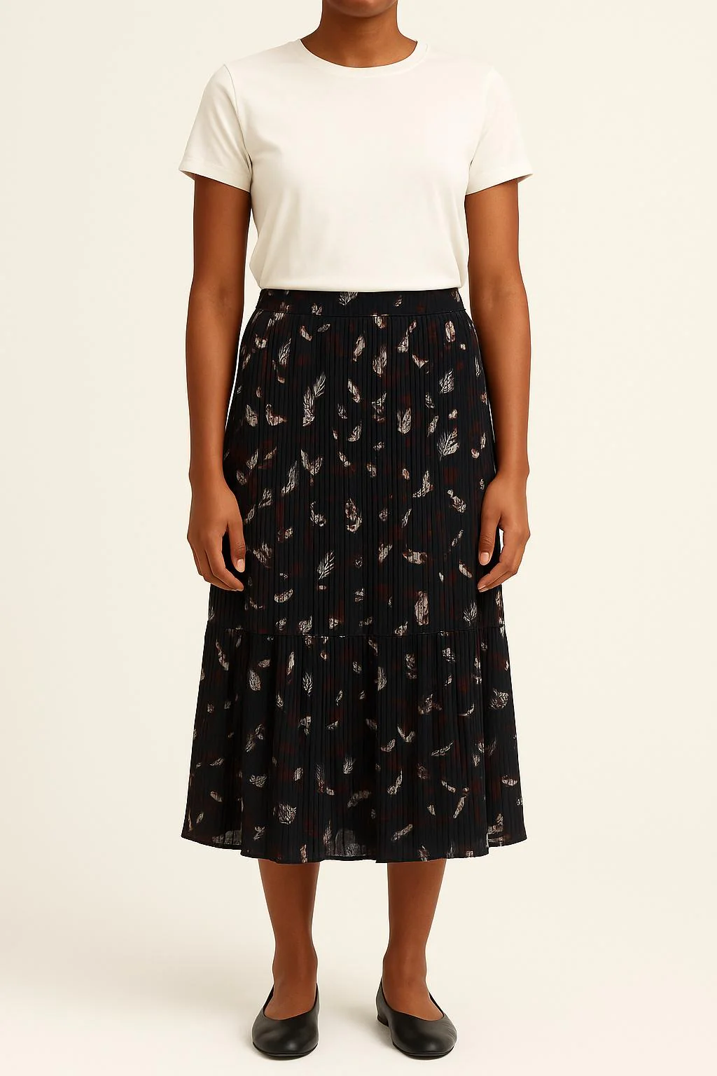 Jupe Plissée Noire et Bordeaux - Taille M/38