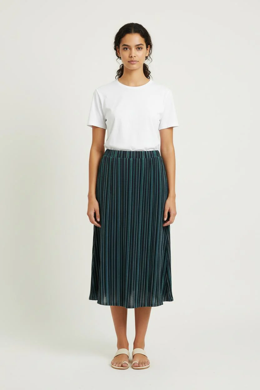 Jupe Plissée Noire et Verte - Taille XS/34