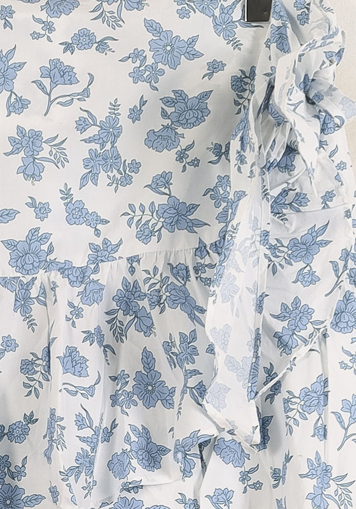 Jupe Portefeuille Blanche et Bleue - Taille L/40 - Image 3