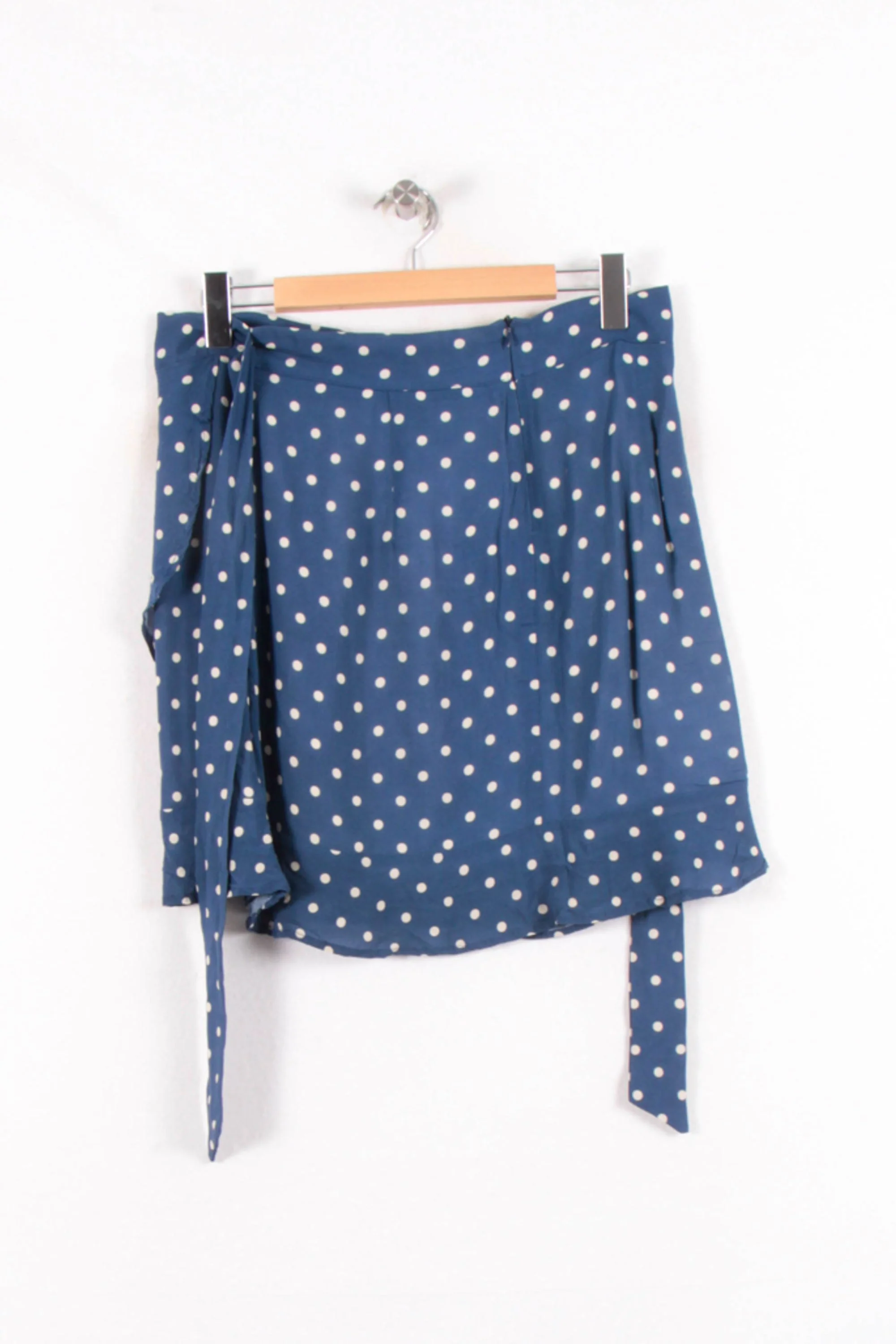 Jupe Portefeuille Bleue à Pois Blancs - Taille XL/42 - Image 4