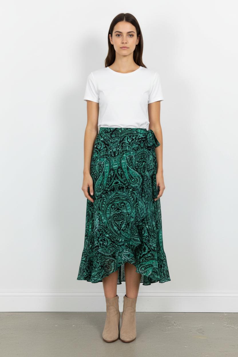 Jupe Portefeuille Verte et Noire - Taille S/36