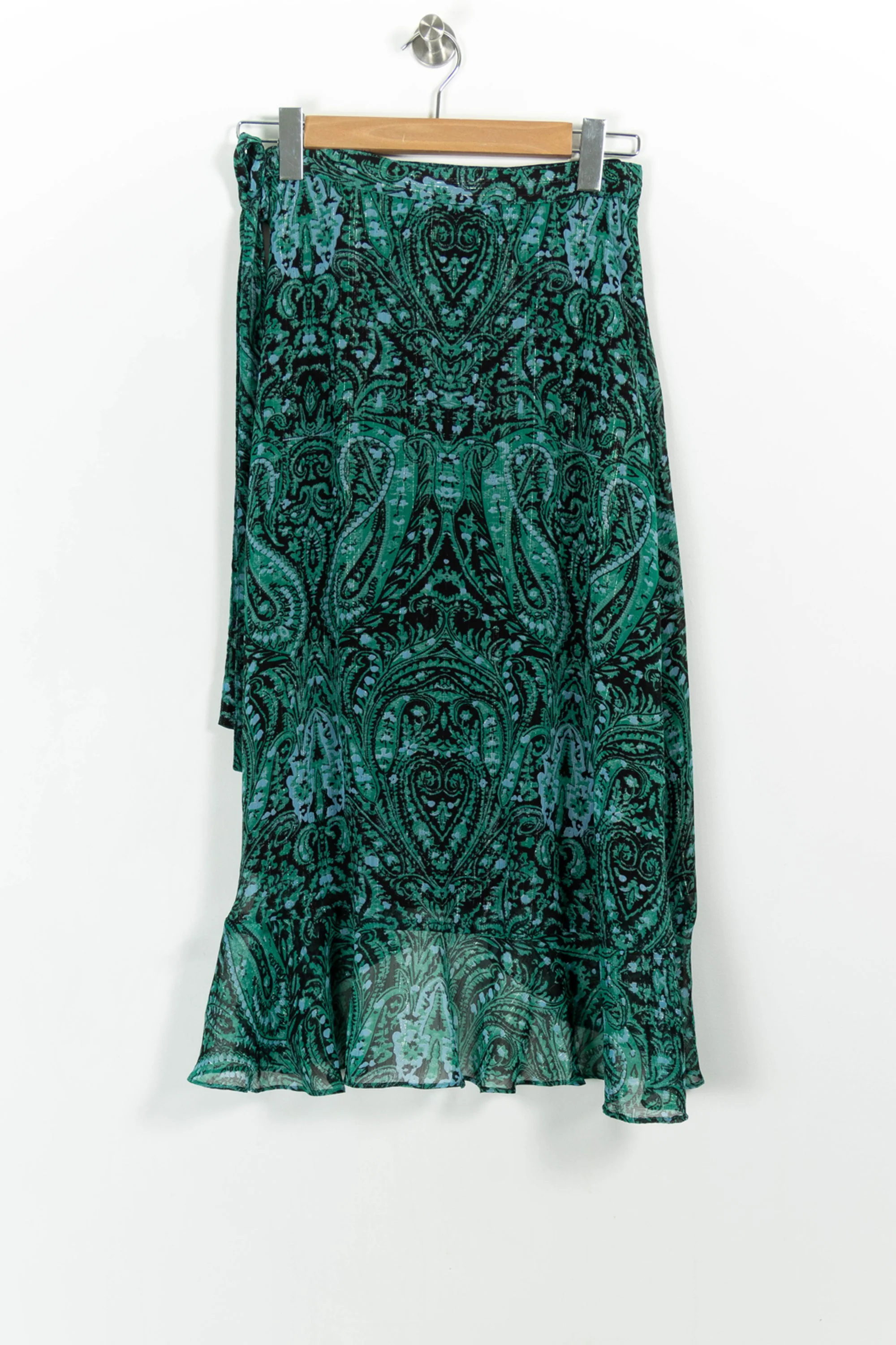 Jupe Portefeuille Verte et Noire - Taille S/36 - Image 4