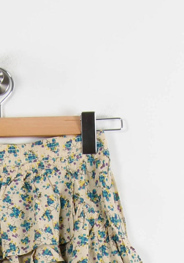 Jupe Volantée Écrue à Fleurs Bleues - Taille S/36 - Image 3