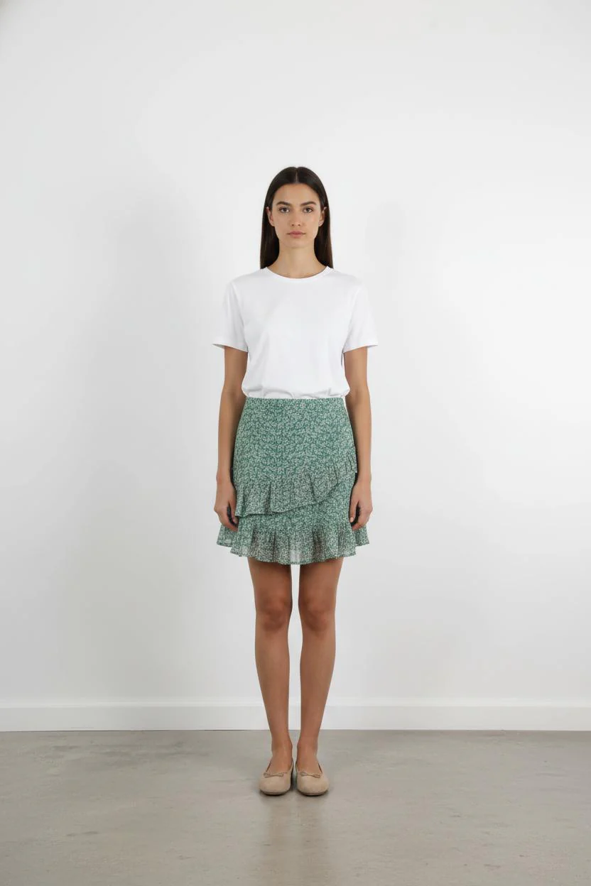 Jupe Volantée Verte et Blanche - Taille L/40