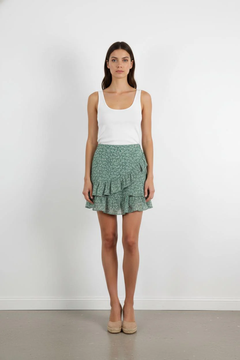 Jupe Volantée Verte et Blanche - Taille L/40