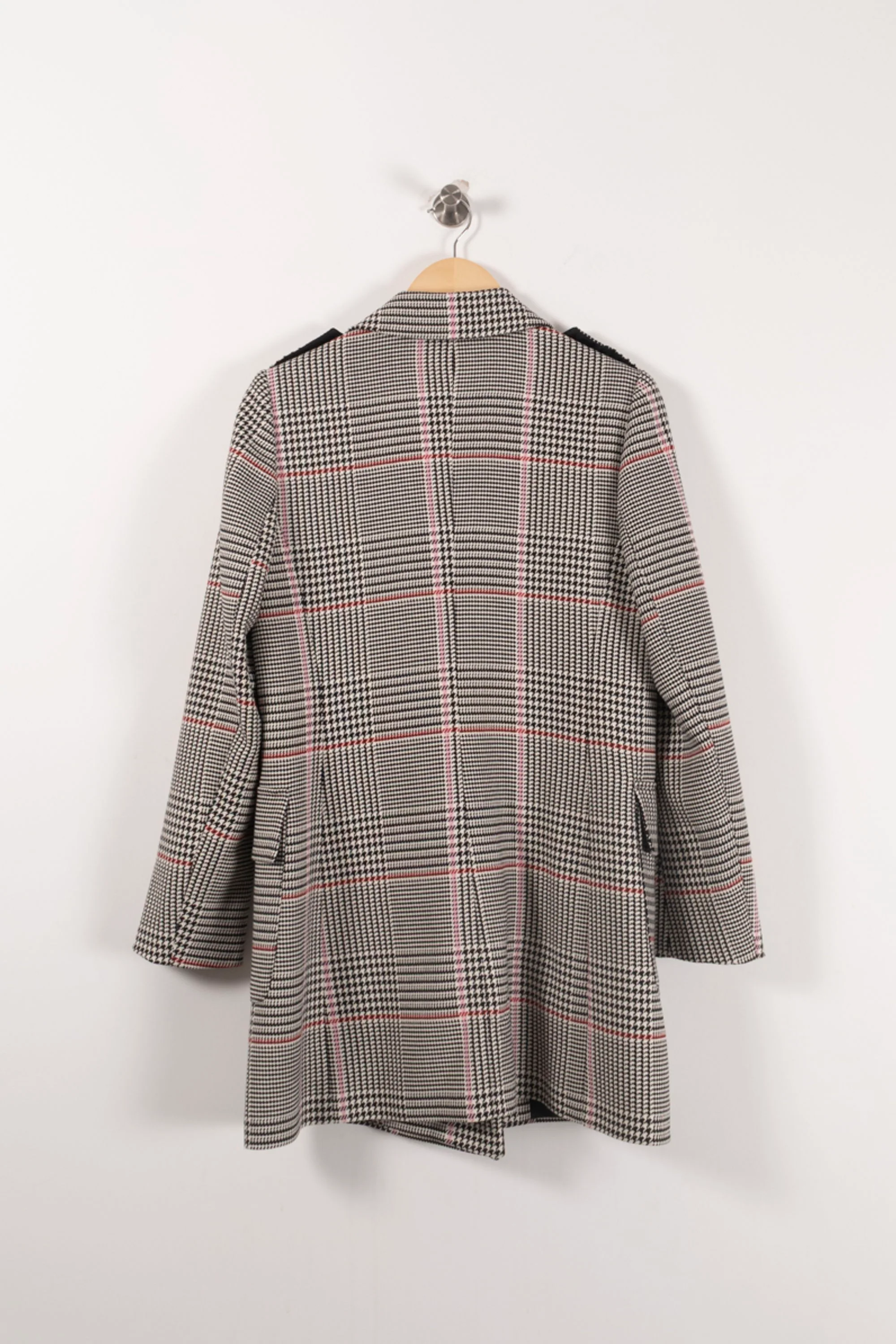 Manteau à Carreaux Gris et Rose - Taille S/36 - Image 4