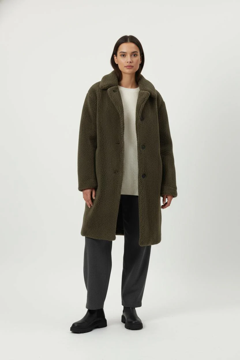 Manteau En Laine Verte - Taille XS/34