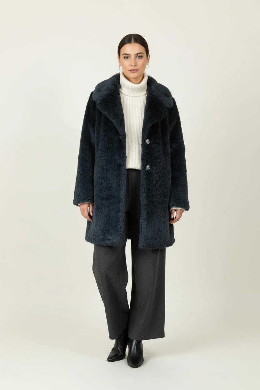 Manteau Fourrure Bleu - Taille L/40
