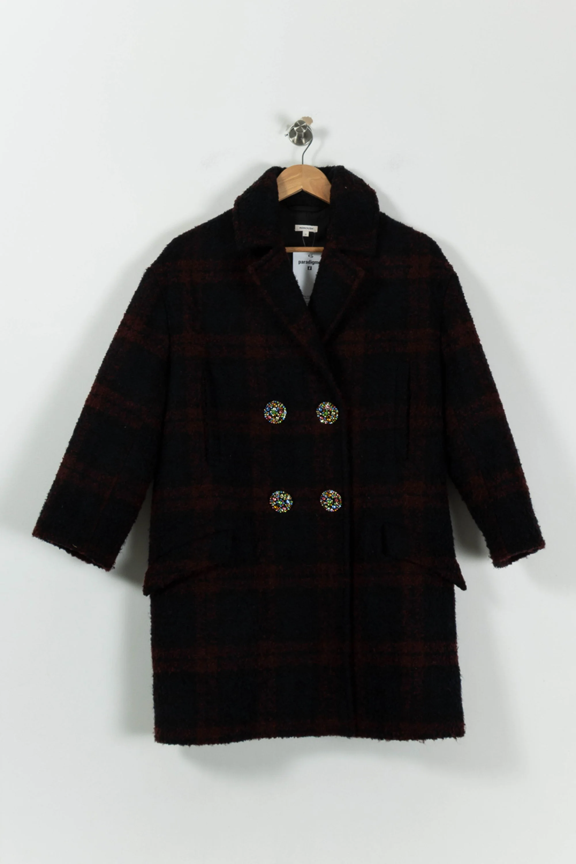 Manteau Long Bordeaux et Noir - Taille S/36 - Image 2