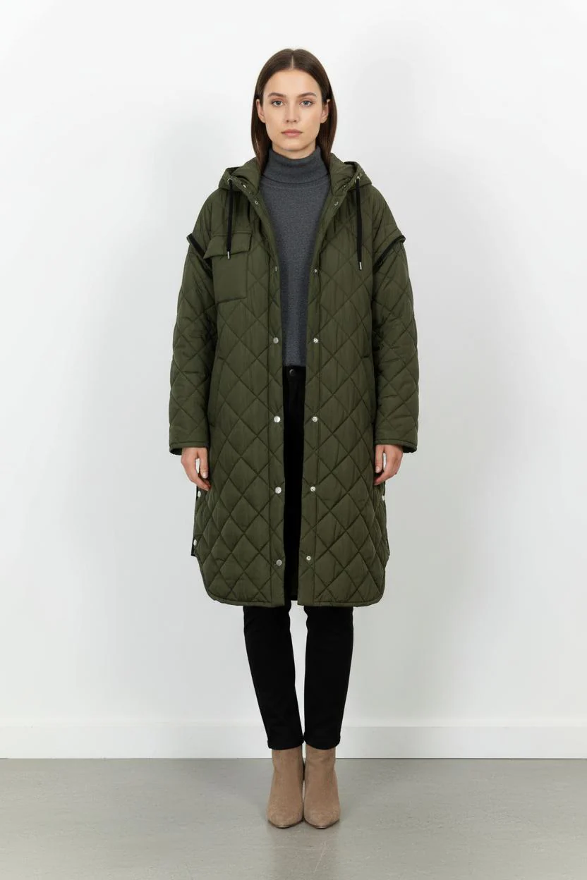 Manteau Matelassé Vert - Taille XS/34