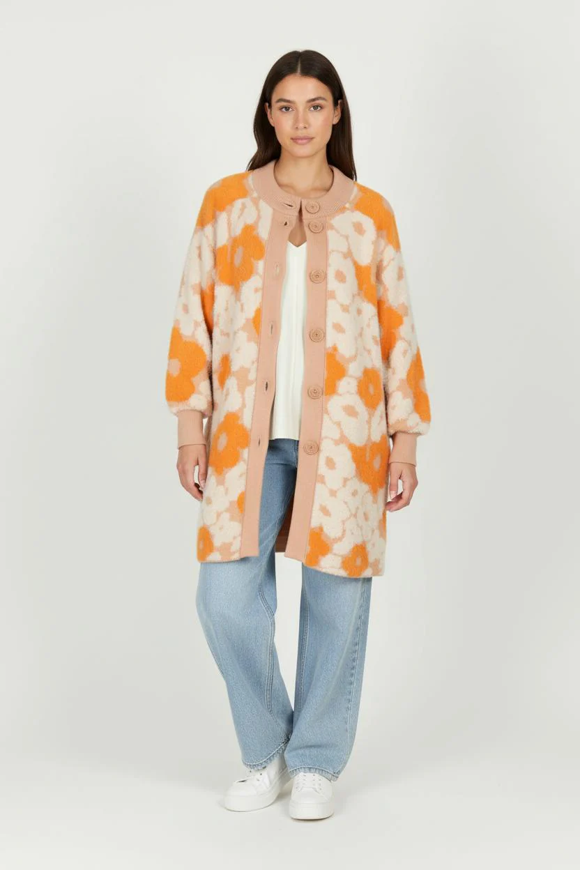 Manteau Orange et Beige - Taille S/36