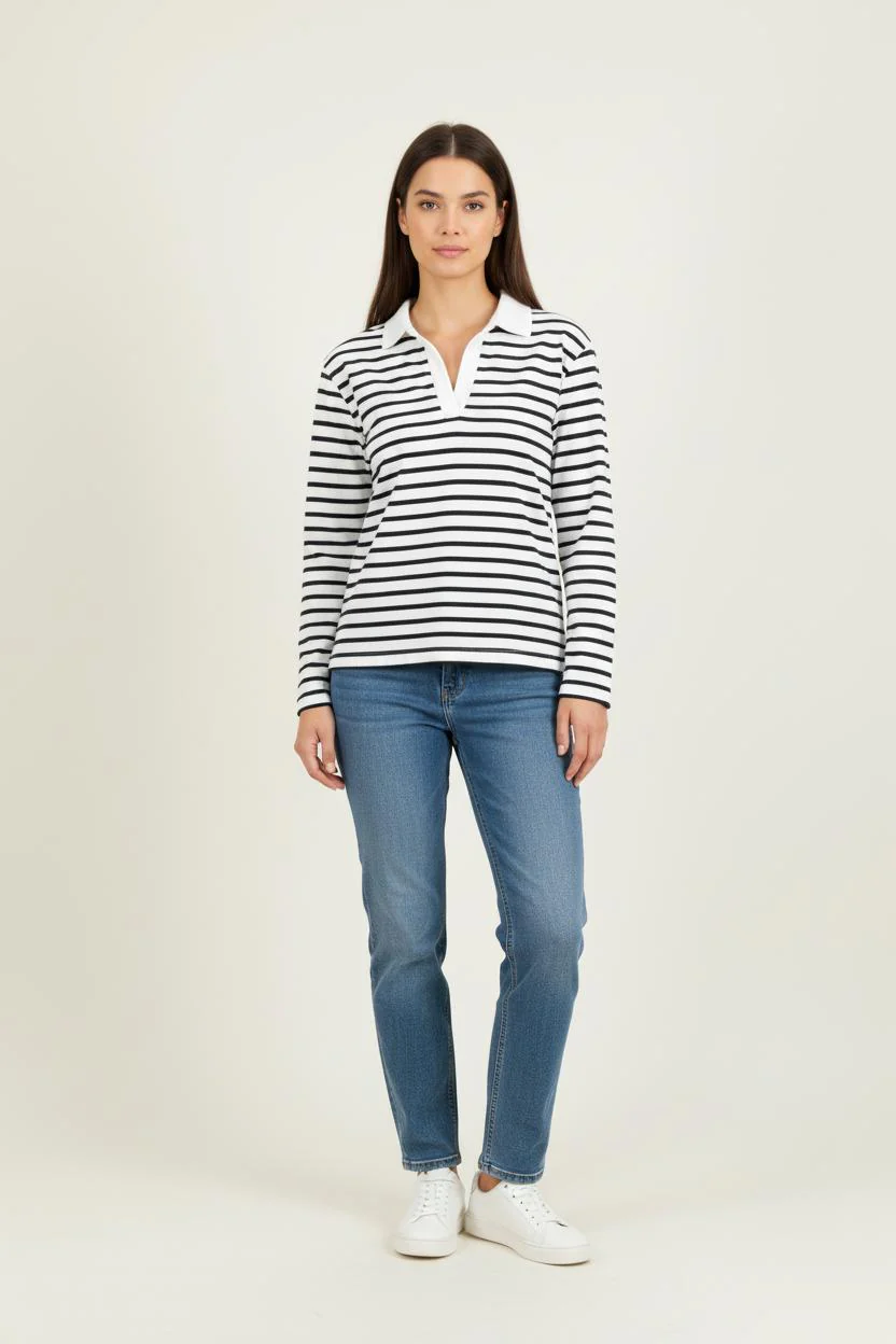 Marinière Blanc et Noir - Taille S/36
