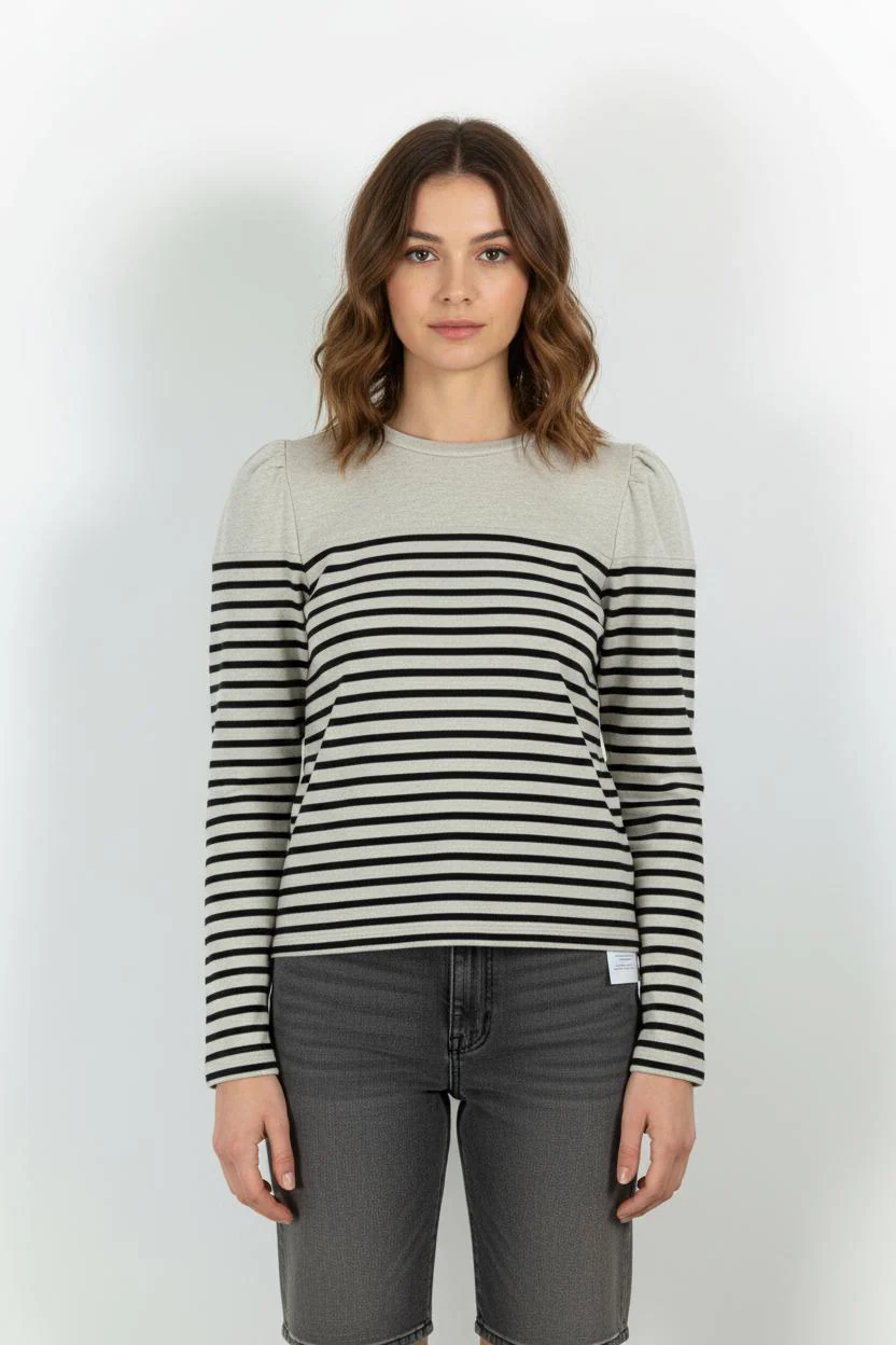 Marinière Grise et Noire - Taille L/40