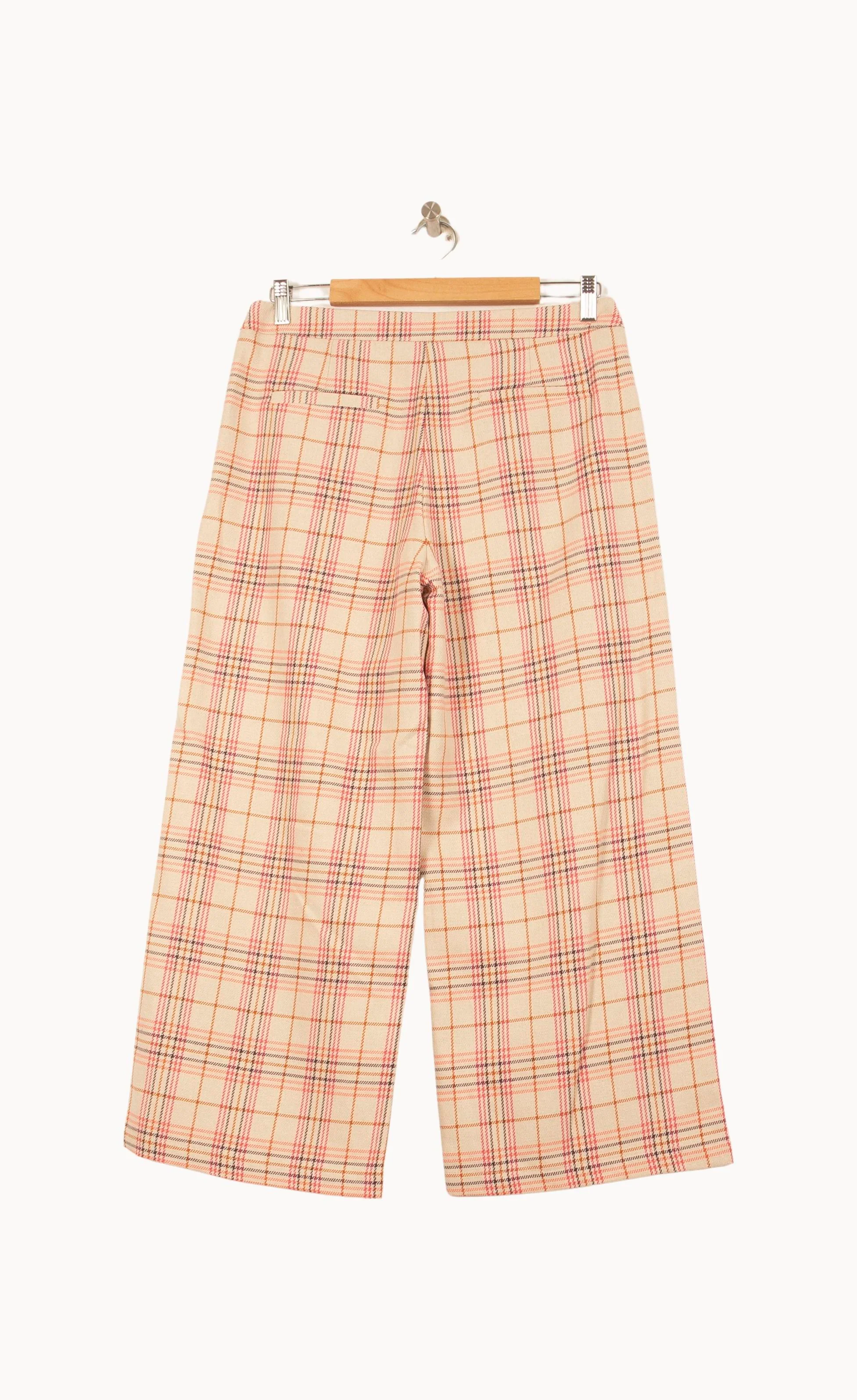 Pantalon À Carreaux Beige et Rose - Taille M/38 - Image 4