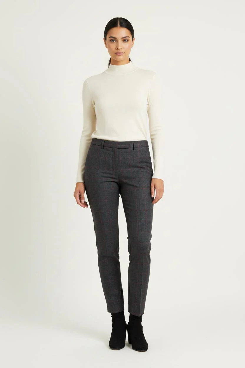 Pantalon À Carreaux Gris et Rouge - Taille XS/34