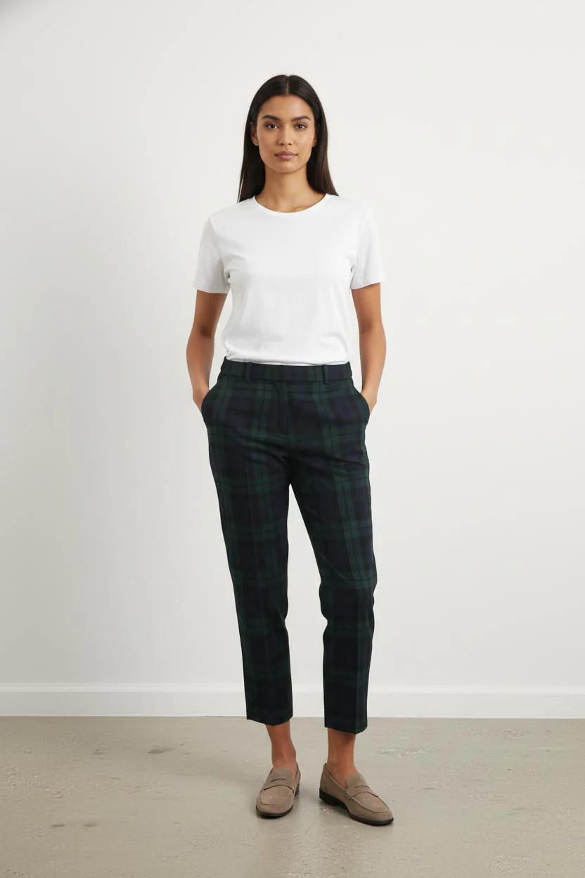 Pantalon À Carreaux Vert et Noir - Taille XL/42