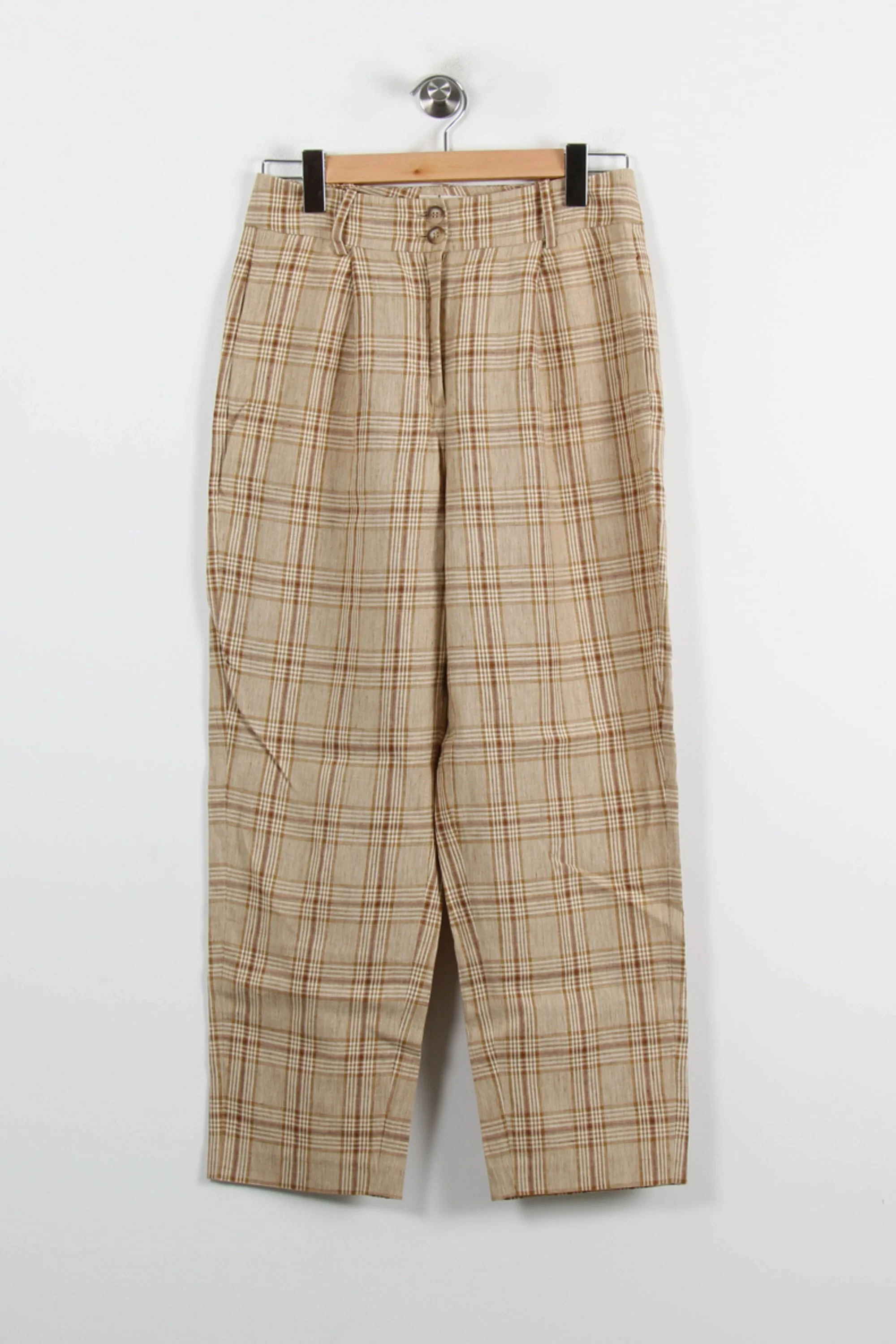 Pantalon Carreaux Beiges - Taille S/36 - Image 2