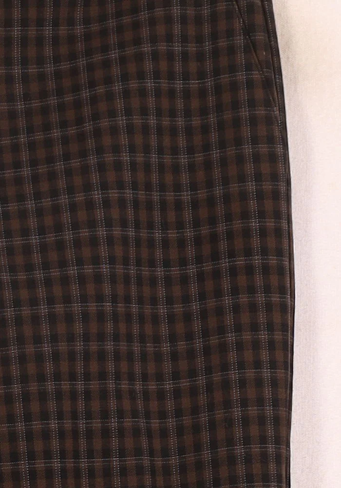 Pantalon Carreaux Marron et Noir - Taille S/36 - Image 3
