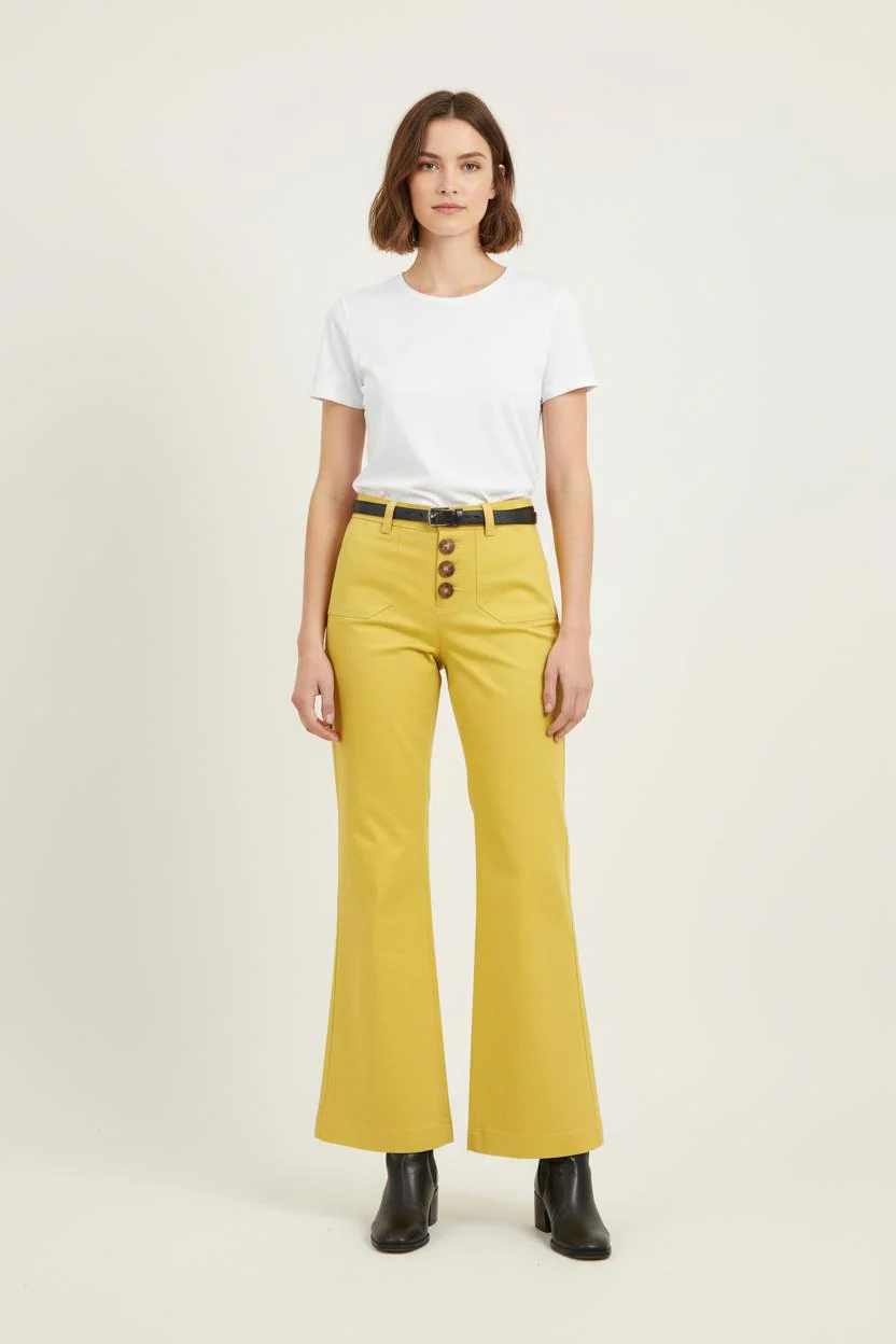 Pantalon Évasé Jaune - Taille S/36