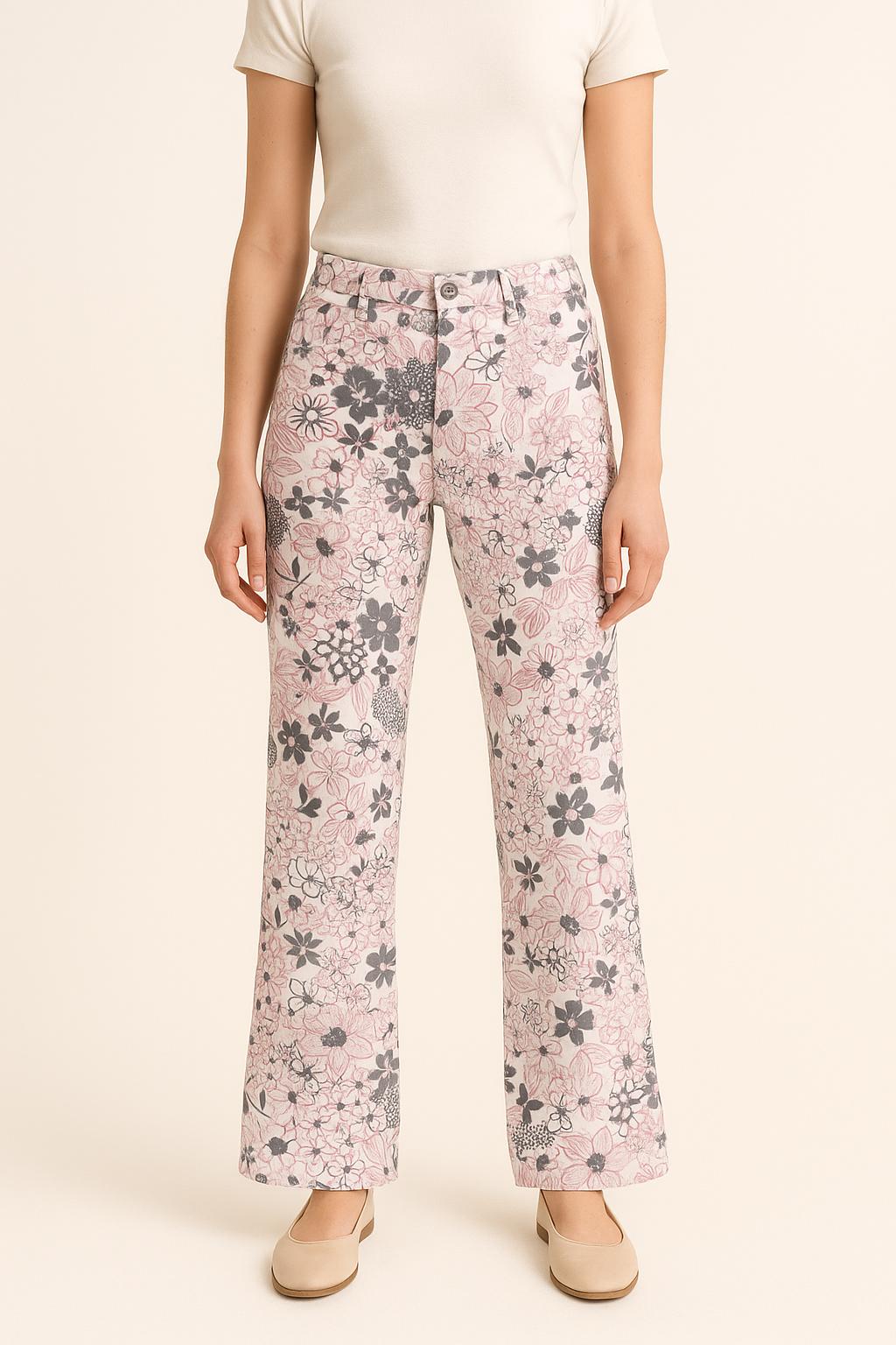 Pantalon Évasé Rose et Noir - Taille XS/34