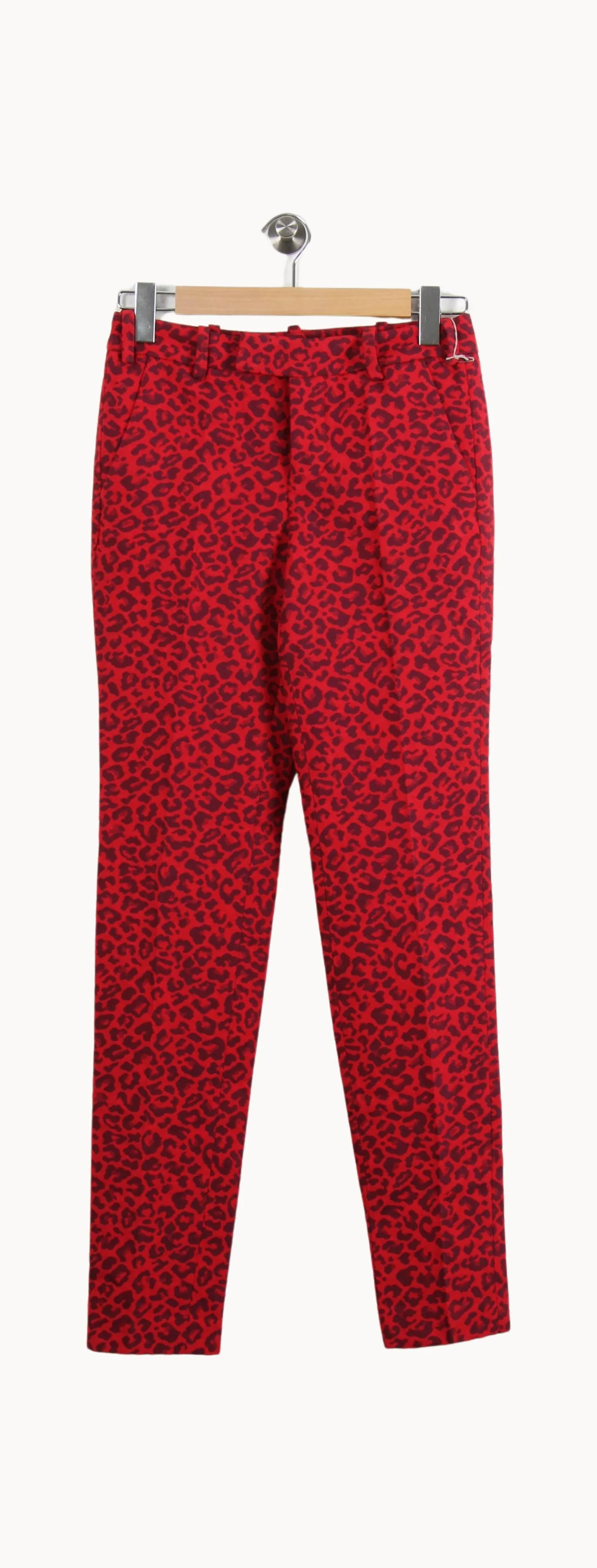 Pantalon Imprimé Léopard Rouge et Noir - Taille XS/34 - Image 2
